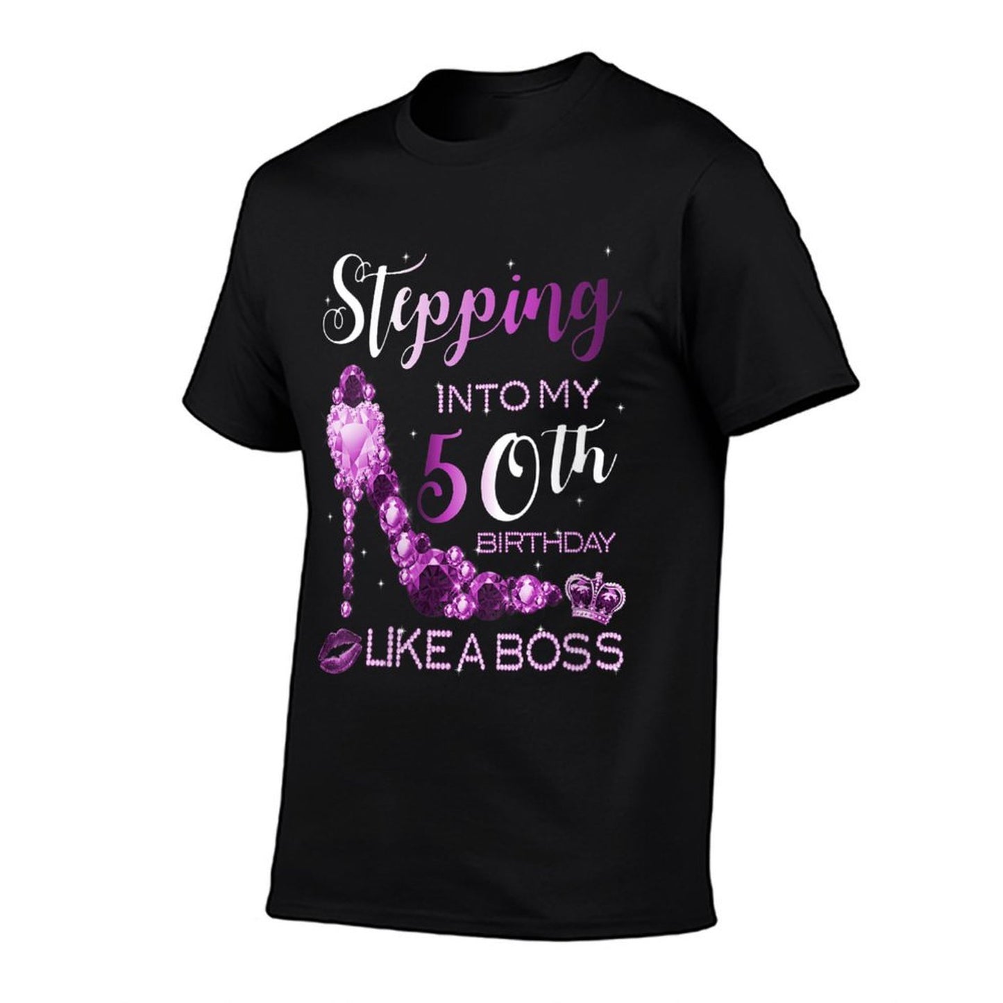Womens 50th Birthday Women Amethyst Birthstone February Gift Rolled Sleeves T-Shirt