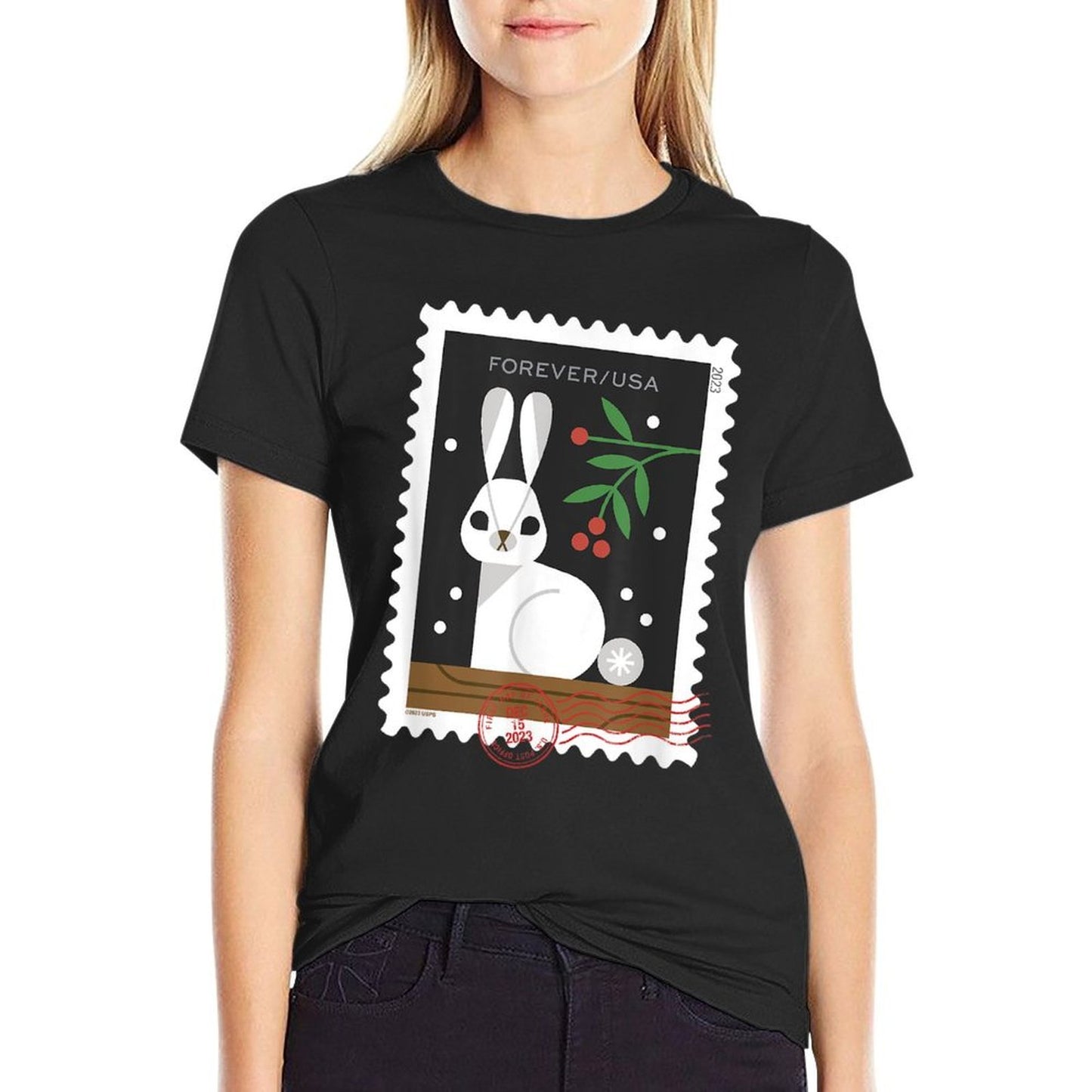 USPS Winter Woodland Animals - Rabbit Stamp Vintage-inspired T-Shirt