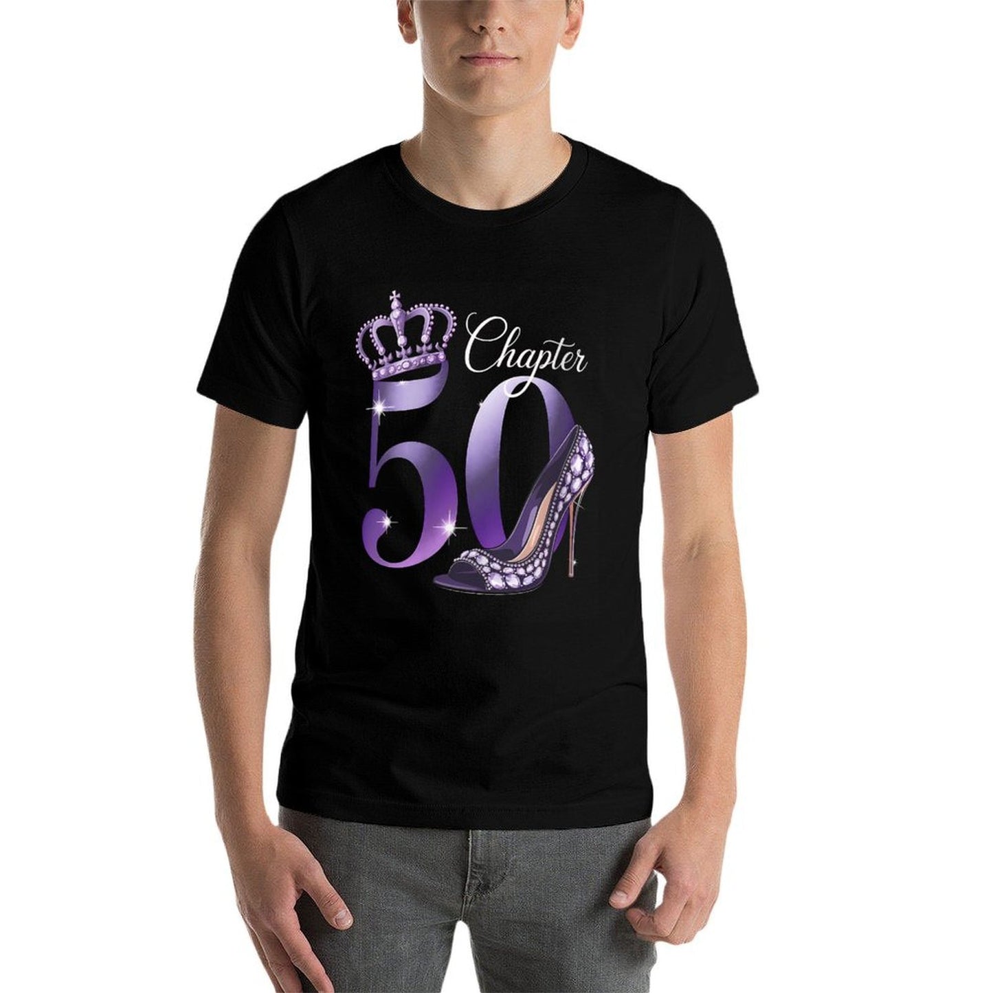 Womens 50th Birthday Decorations for Women Chapter 50 Crown High Relaxed-fit T-Shirt