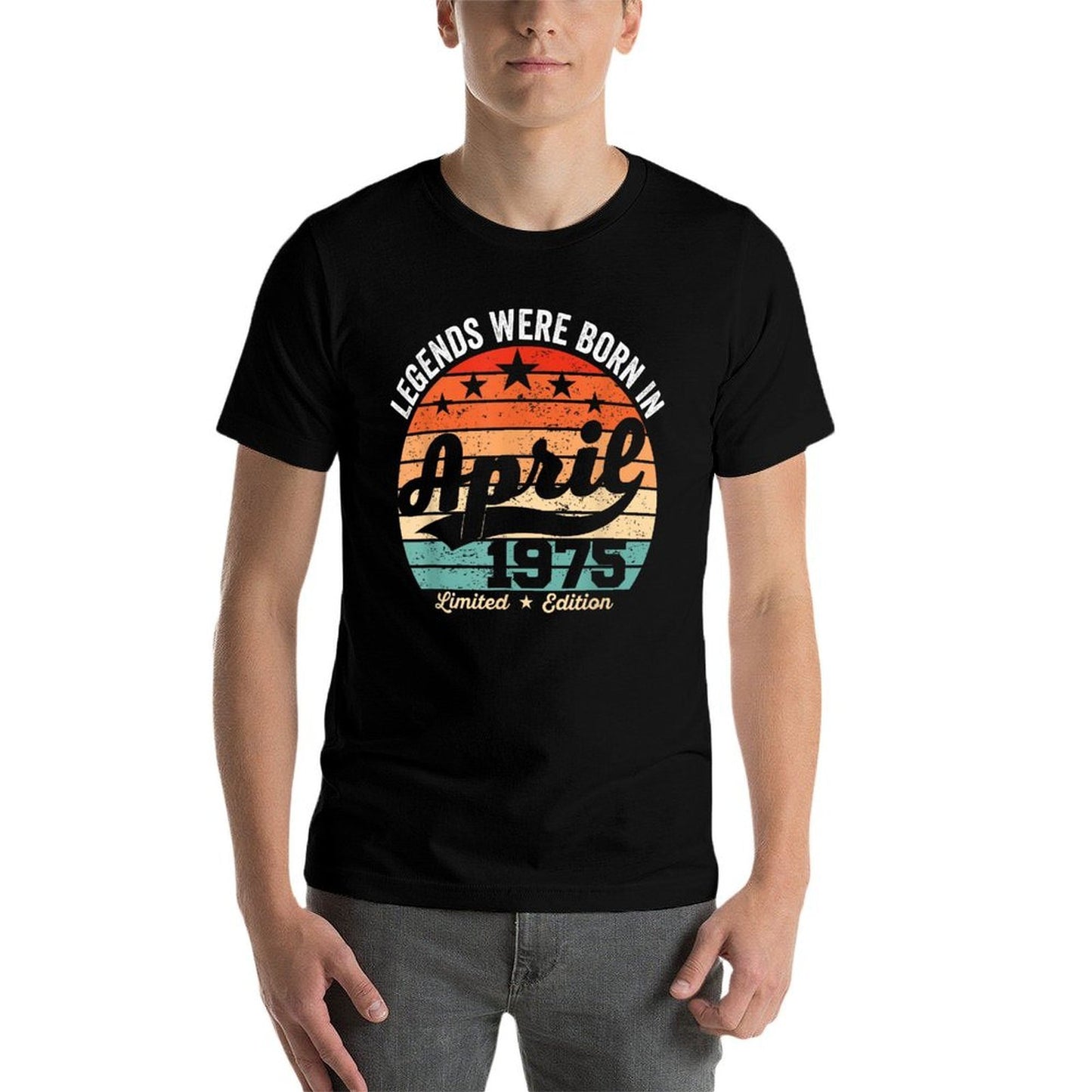 Vintage 50th Birthday Legends Were Born In April 1975 Vintage-inspired T-Shirt