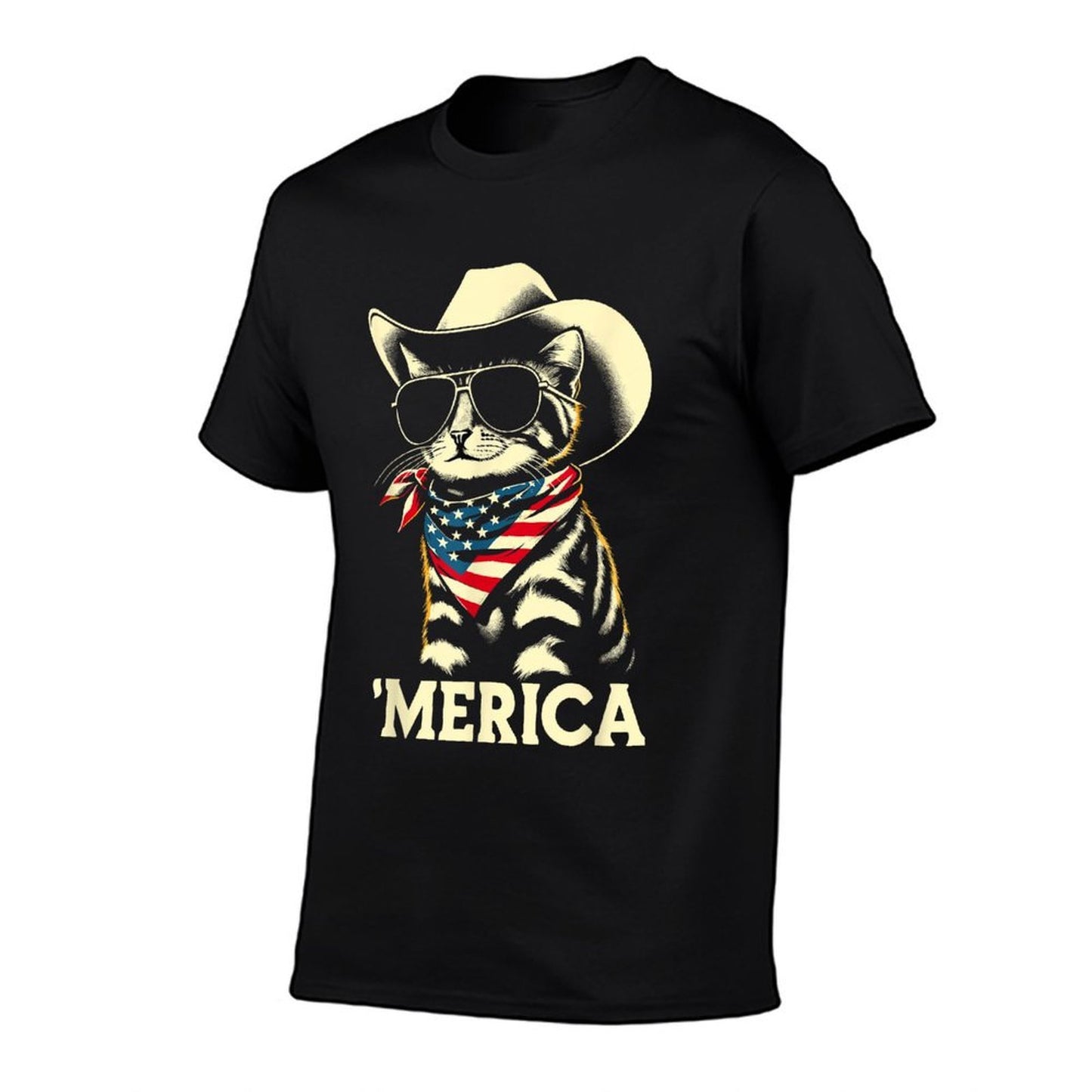 USA 'Merica Cat 4th of July Men Women Kids Funny Patriotic Lightweight T-Shirt