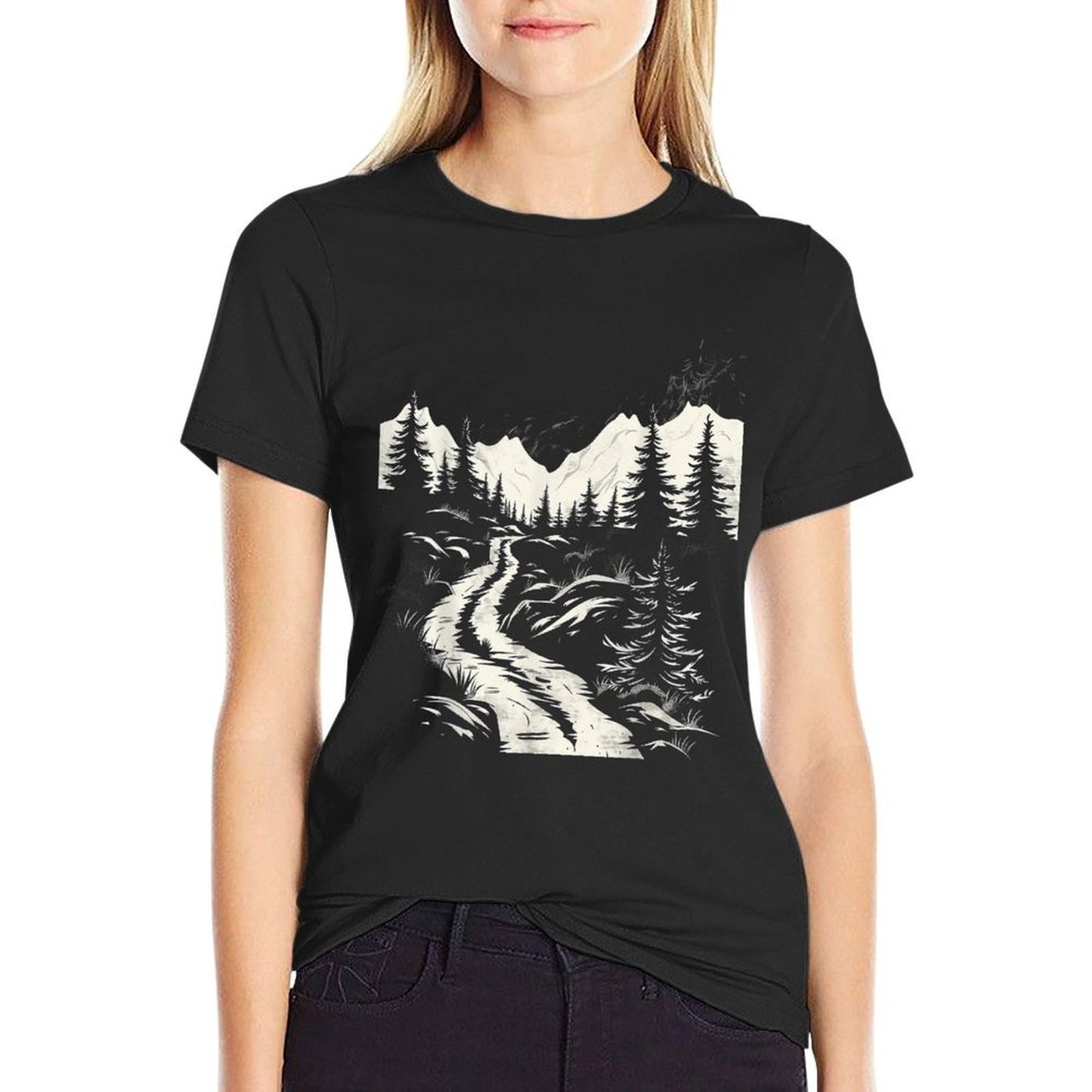 Vintage Mountain Landscape Stretchy T-Shirt