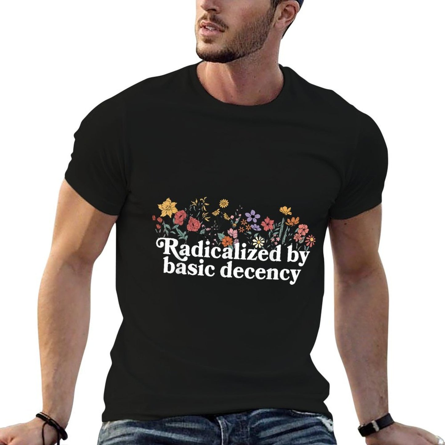 Women Floral Radicalized By Basic Decency Funny Democracy Eco-friendly Material T-Shirt