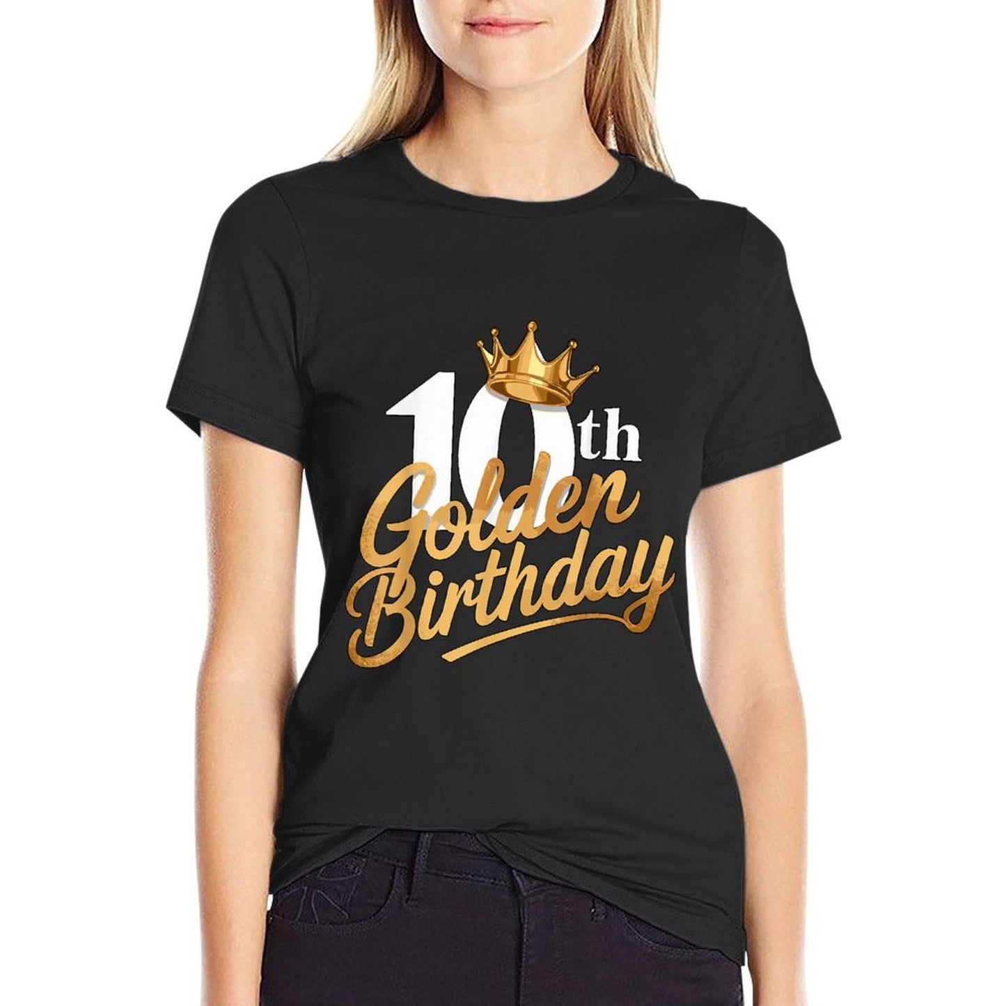 10th Golden Birthday Party 10 Years Old Affordable Price T-Shirt