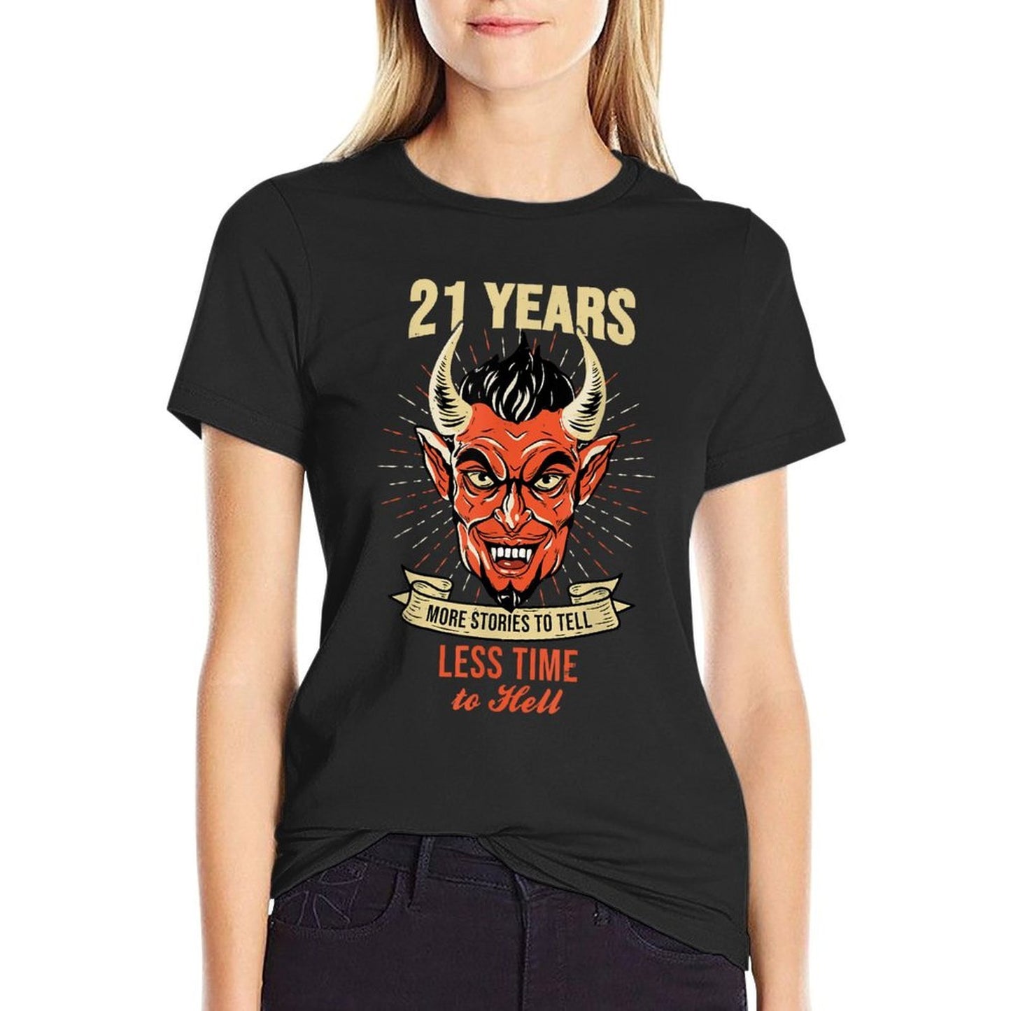 21 Year Old - Less Time Hell Devil - Funny 21st Birthday Versatile T-Shirt