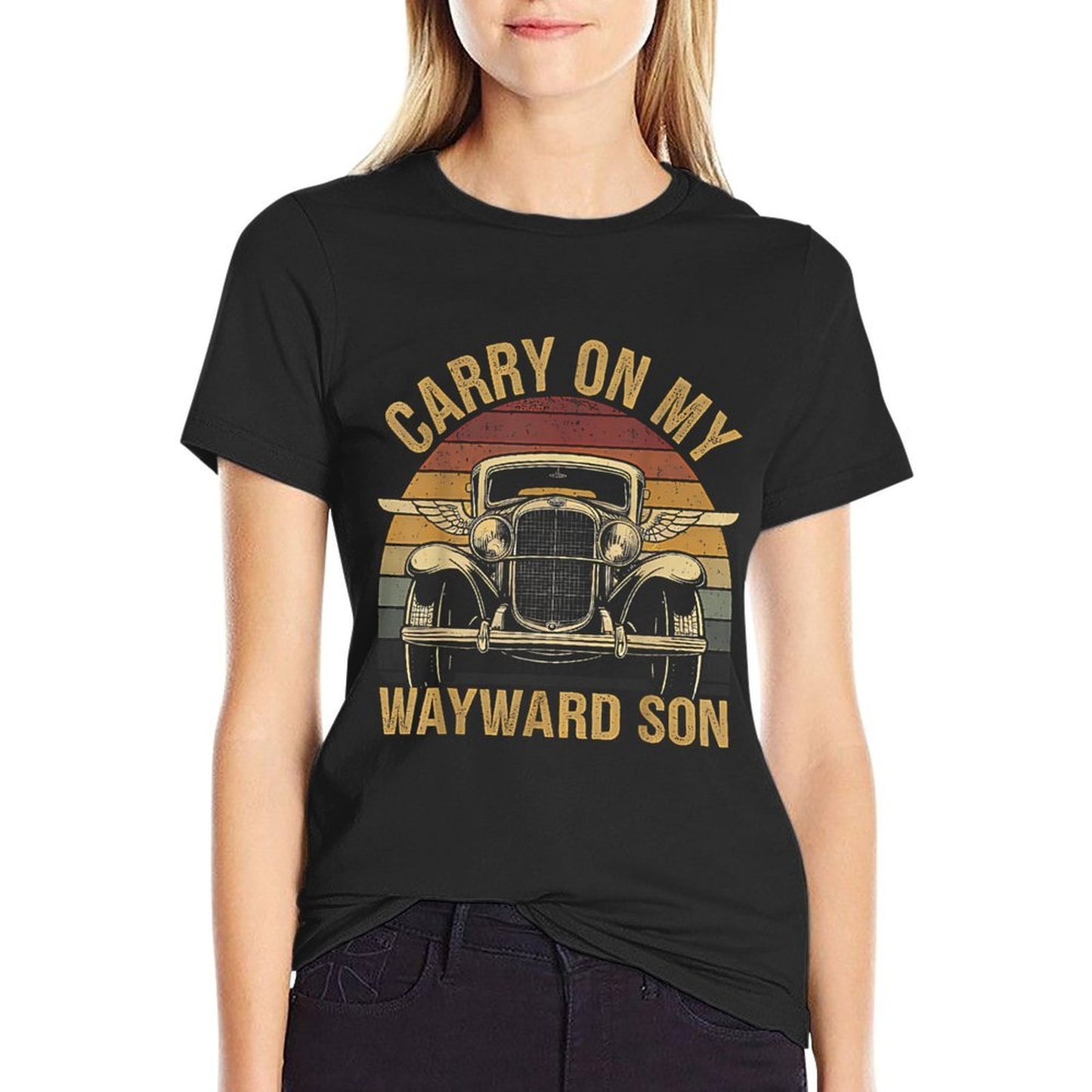 Wayward Son Kansas Rock Classic Car Graphic Design Easy-care T-Shirt