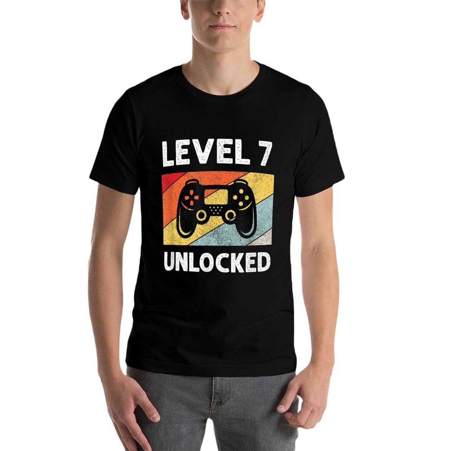 7th Birthdays 7 Year Old Boys Oversized Silhouette T-Shirt