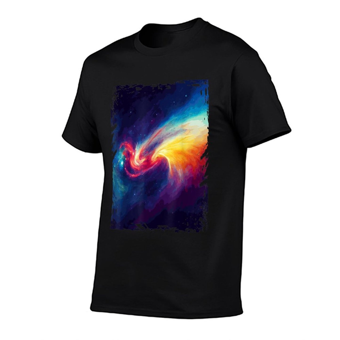 Yellow Space Galaxy Abstract Watercolor Nebula Pattern Durable T-Shirt