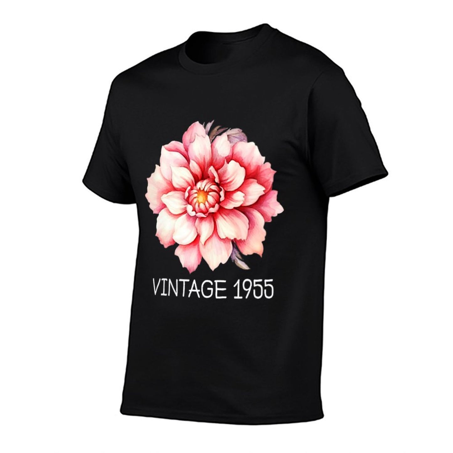 Womens Vintage 1955 Classic Cherry Blossom Flower Art 70th Birthday Rolled Sleeves T-Shirt