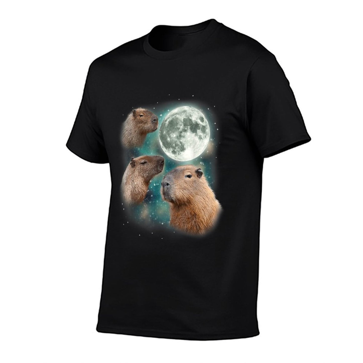 3 Capybara Moon Giant Rodents Weird Howling Parody High-quality Stitching T-Shirt