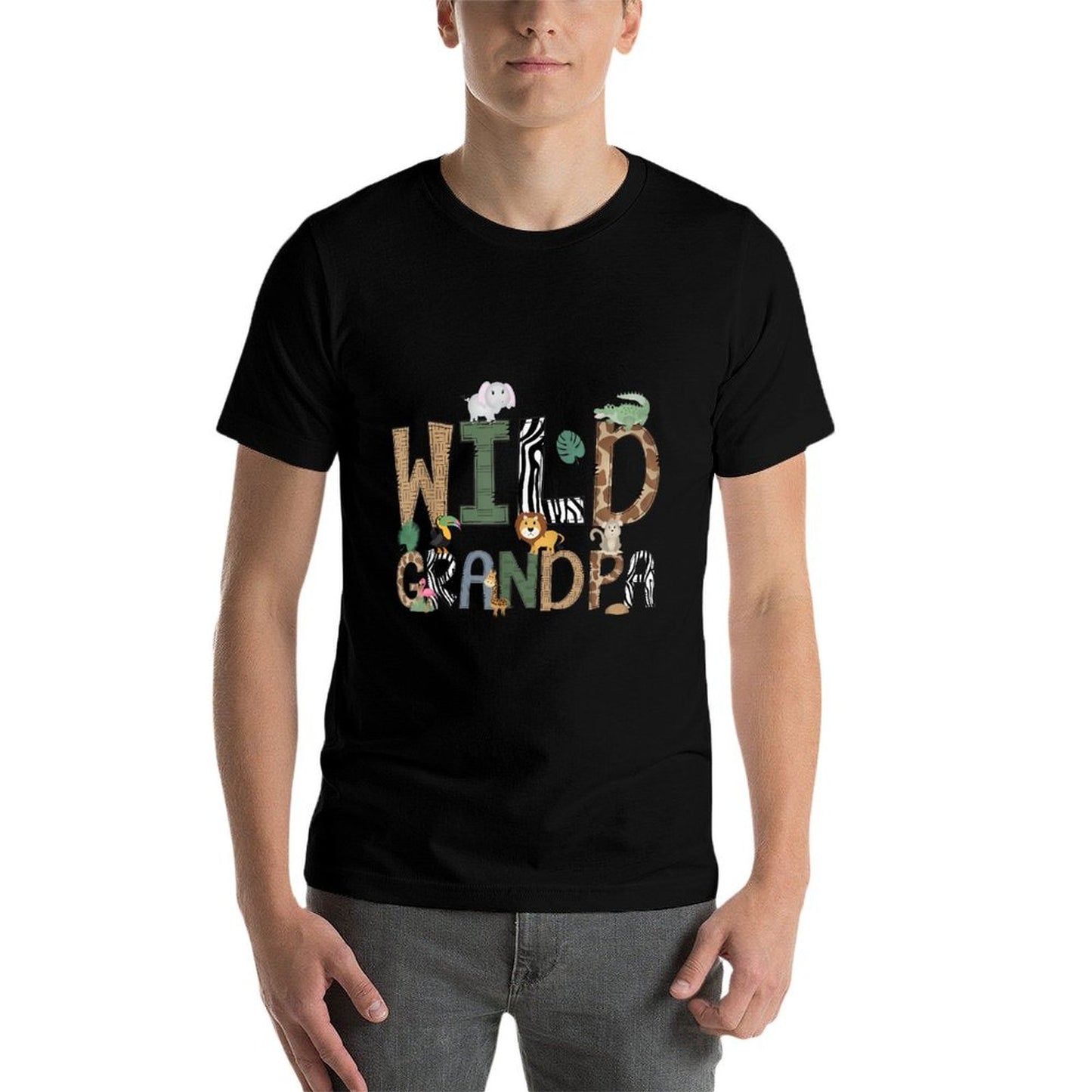 Wild Grandpa Of The Birthday Boys Girls Zoo Animal Family Oversized Silhouette T-Shirt