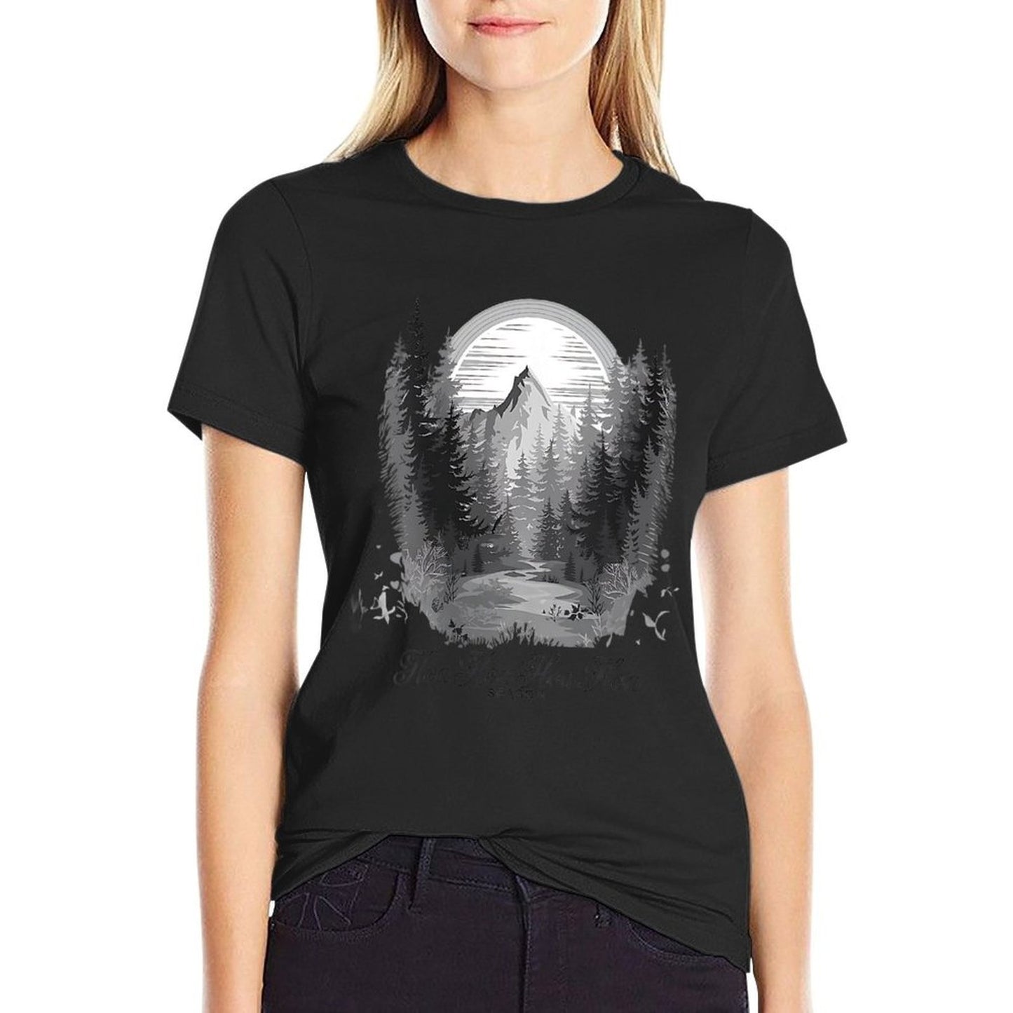 Womens Twilight Lover Pine Forest Hoa Hoa Hoa Hoa Hoa Cozy Season Lightweight T-Shirt