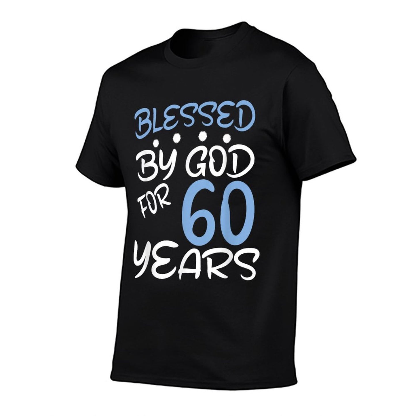 Vintage Blessed by God for 60 Years Happy 60th Birthday Ribbed Collar T-Shirt