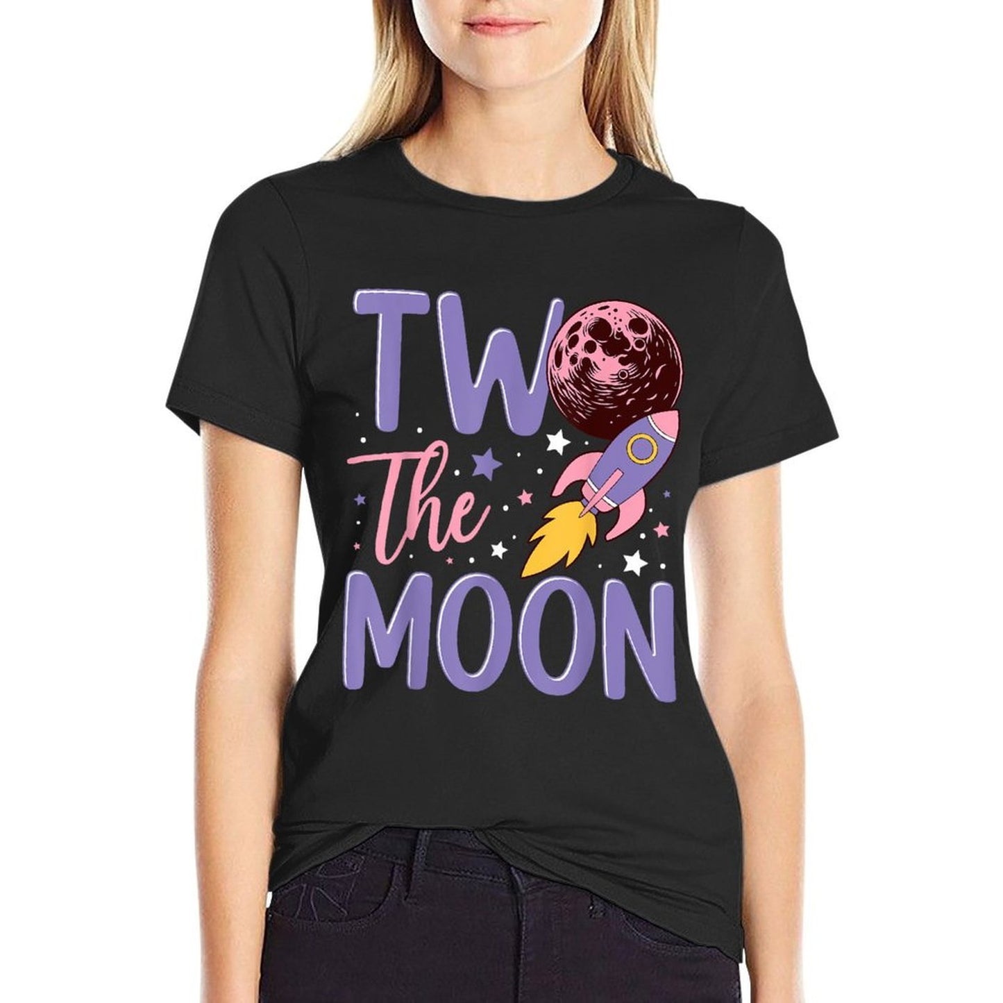 Two The Moon Birthday Outfit Girl 2 Year Old 2nd Birthday High-quality Stitching T-Shirt