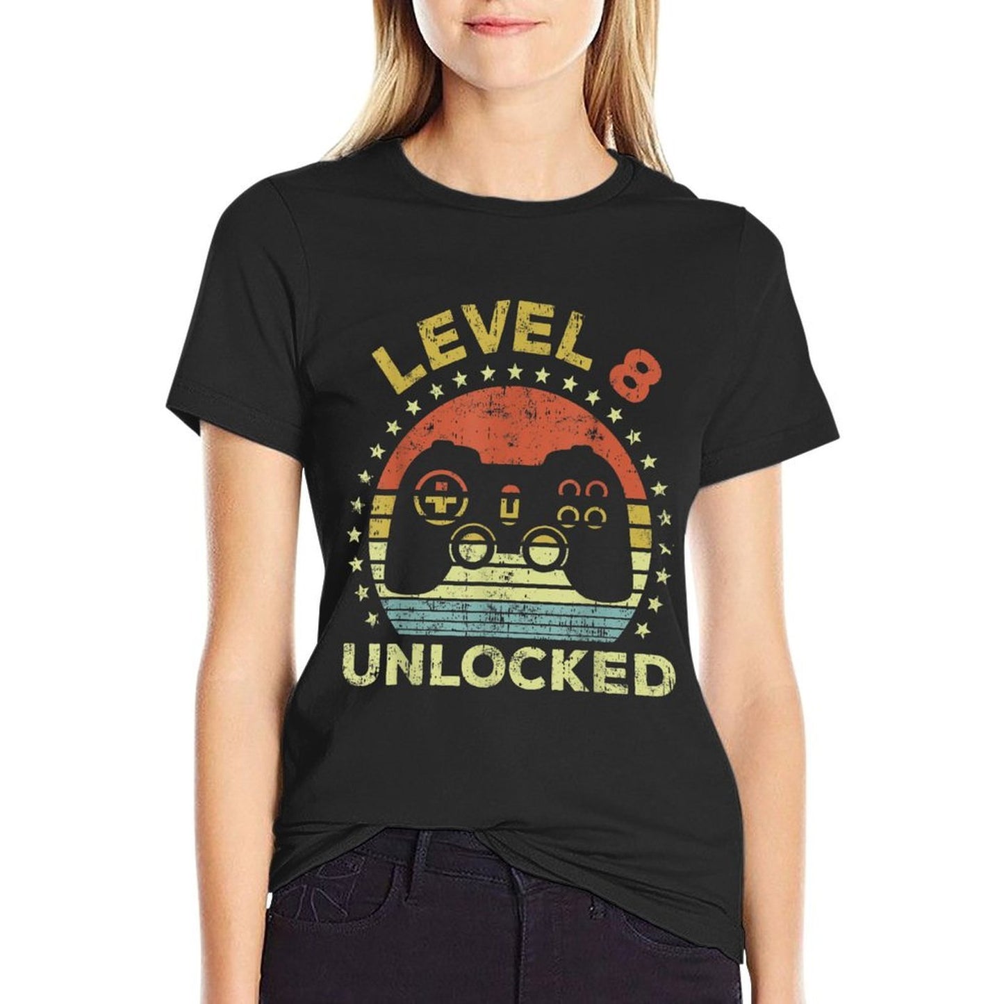 8th Birthday Gaming Level 8 Unlocked Wrinkle-resistant T-Shirt