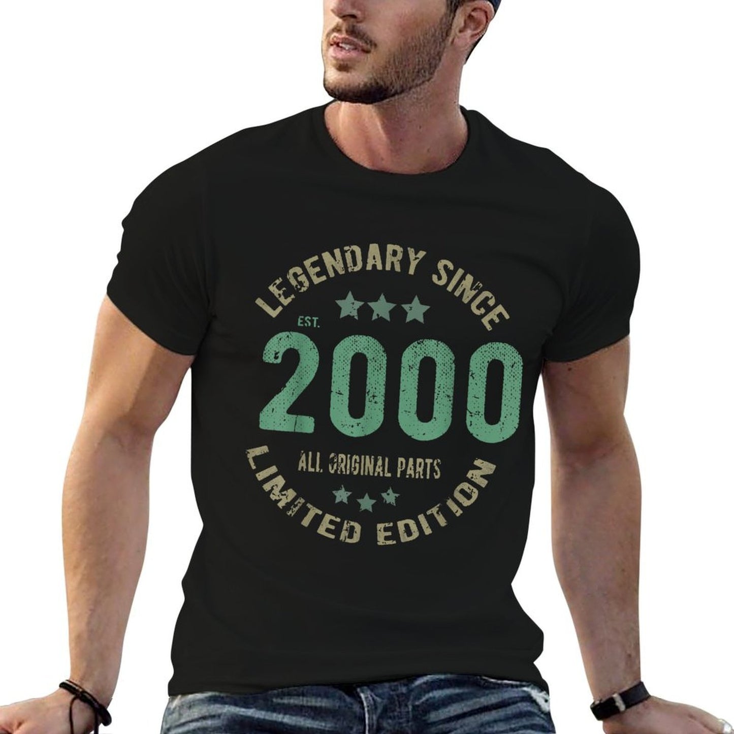 25 Year Old Bday Legend Since 2000 - Vintage 25th Birthday Rolled Sleeves T-Shirt