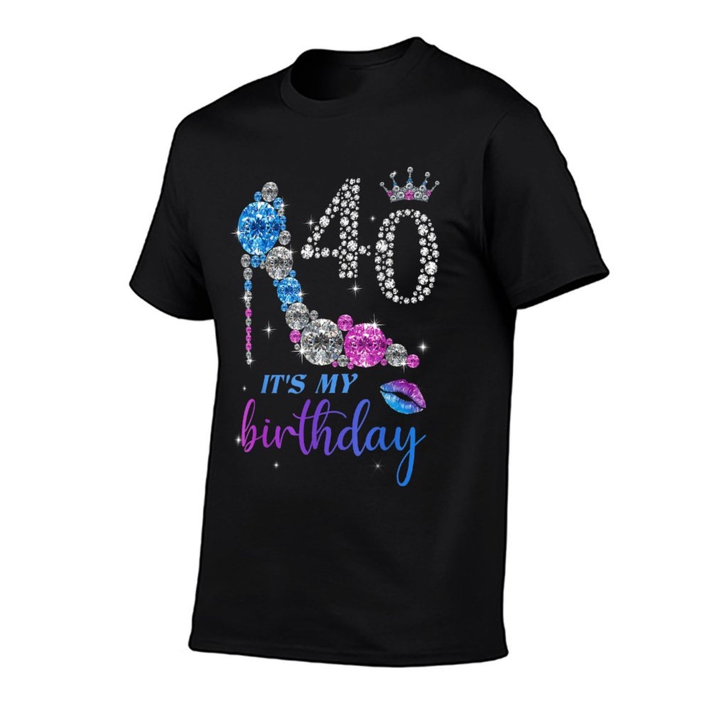 Women It's My 40th Purple Shoe Crown Happy 40th Birthday Fade-proof Color T-Shirt