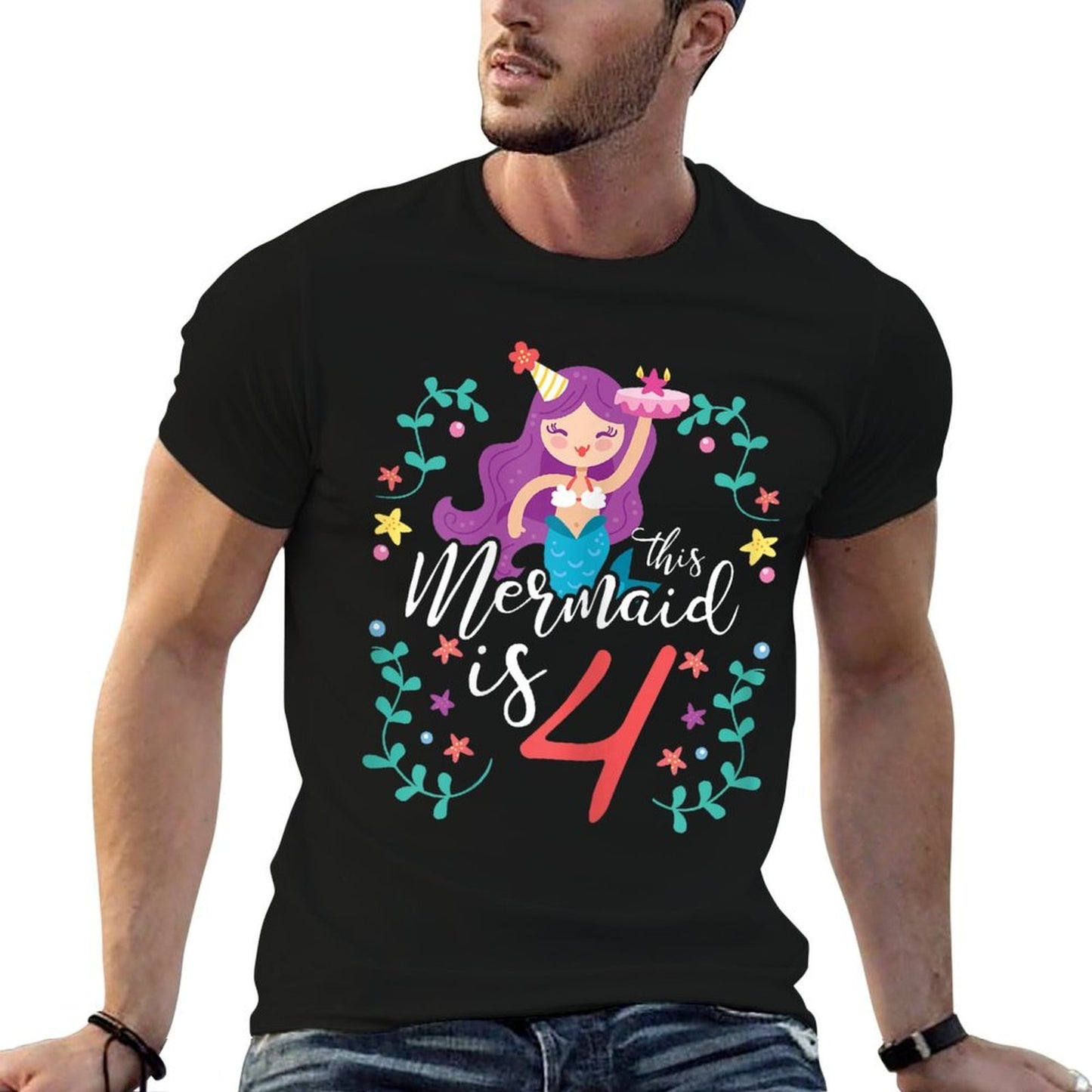 4 Years Old Birthday Girl Gifts Mermaid 4th Birthday Moisture-wicking T-Shirt