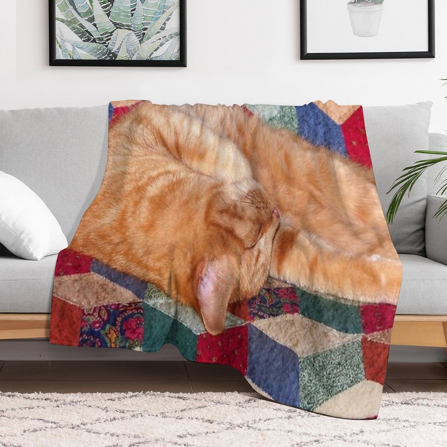 Ginger Cat Napping Eco-conscious Throw Blanket