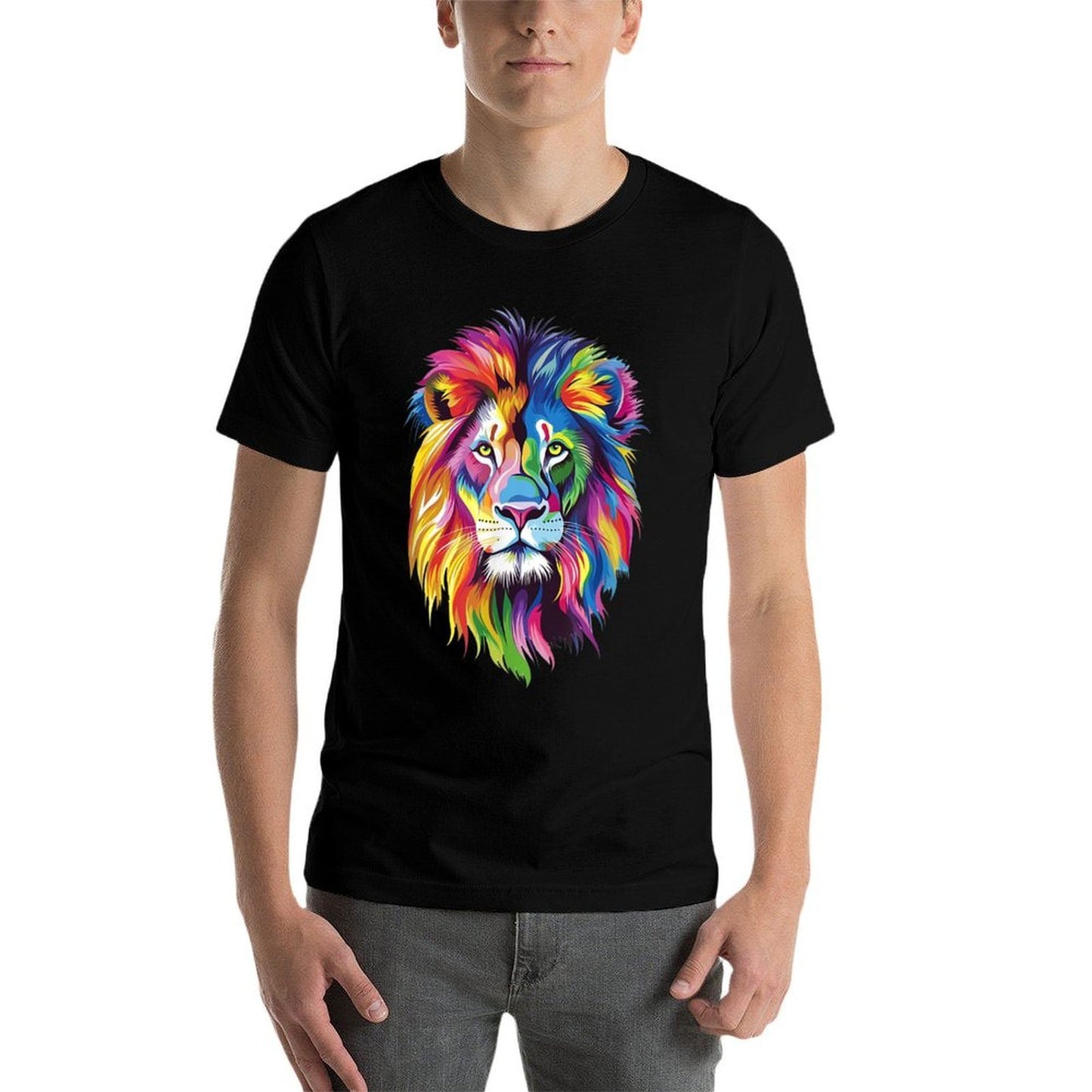 Vibrant Rainbow Lion Art for Bold Animal Lovers Stretchy T-Shirt
