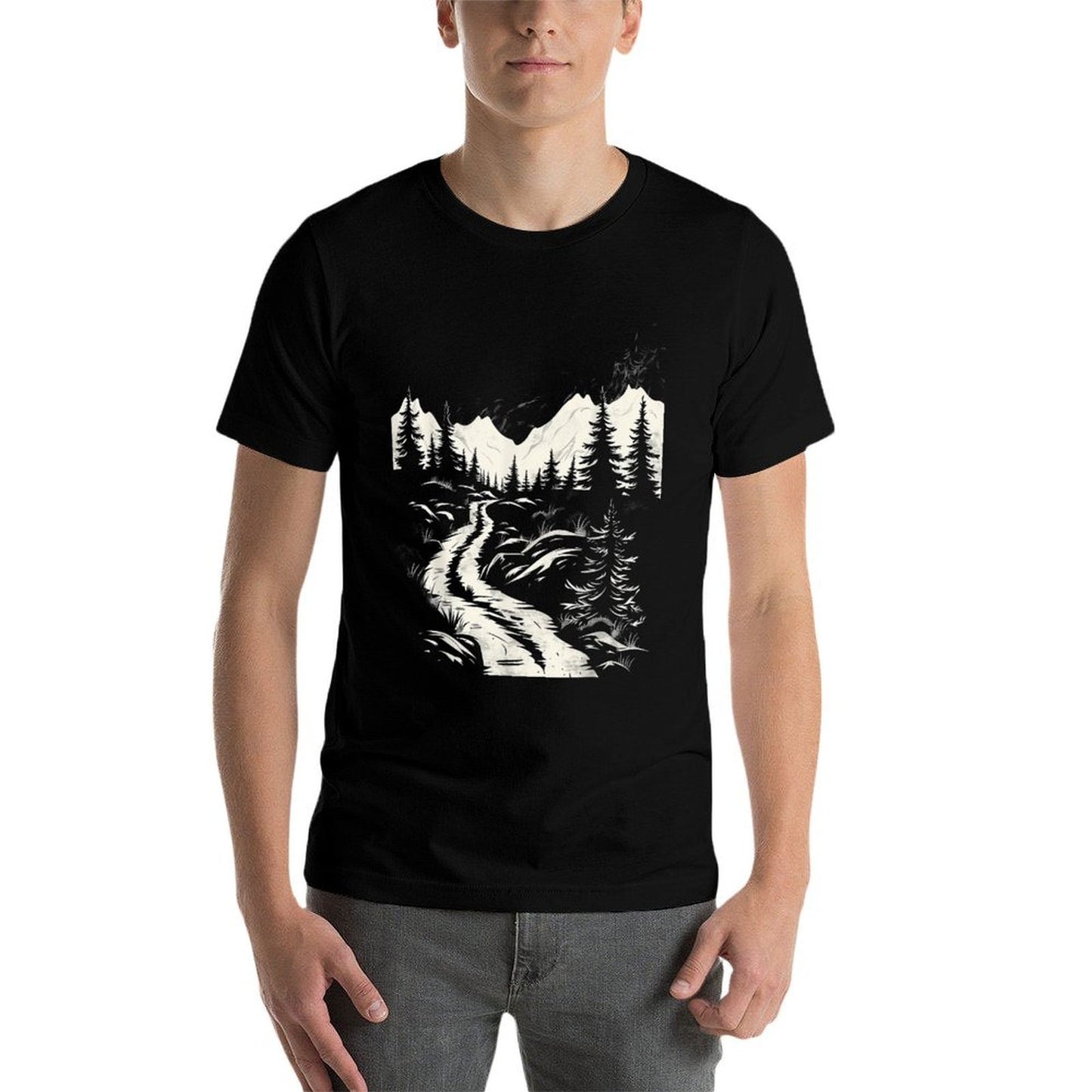 Vintage Mountain Landscape Stretchy T-Shirt