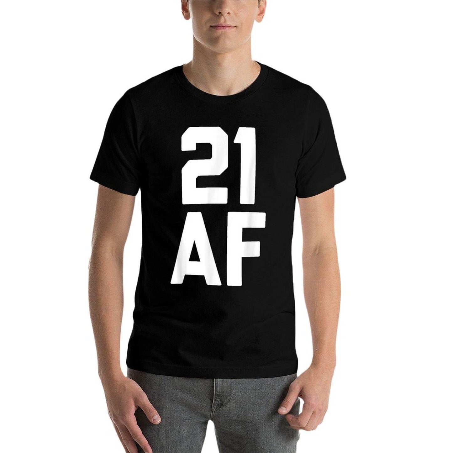 21 AF 21st Birthday Ribbed Collar T-Shirt
