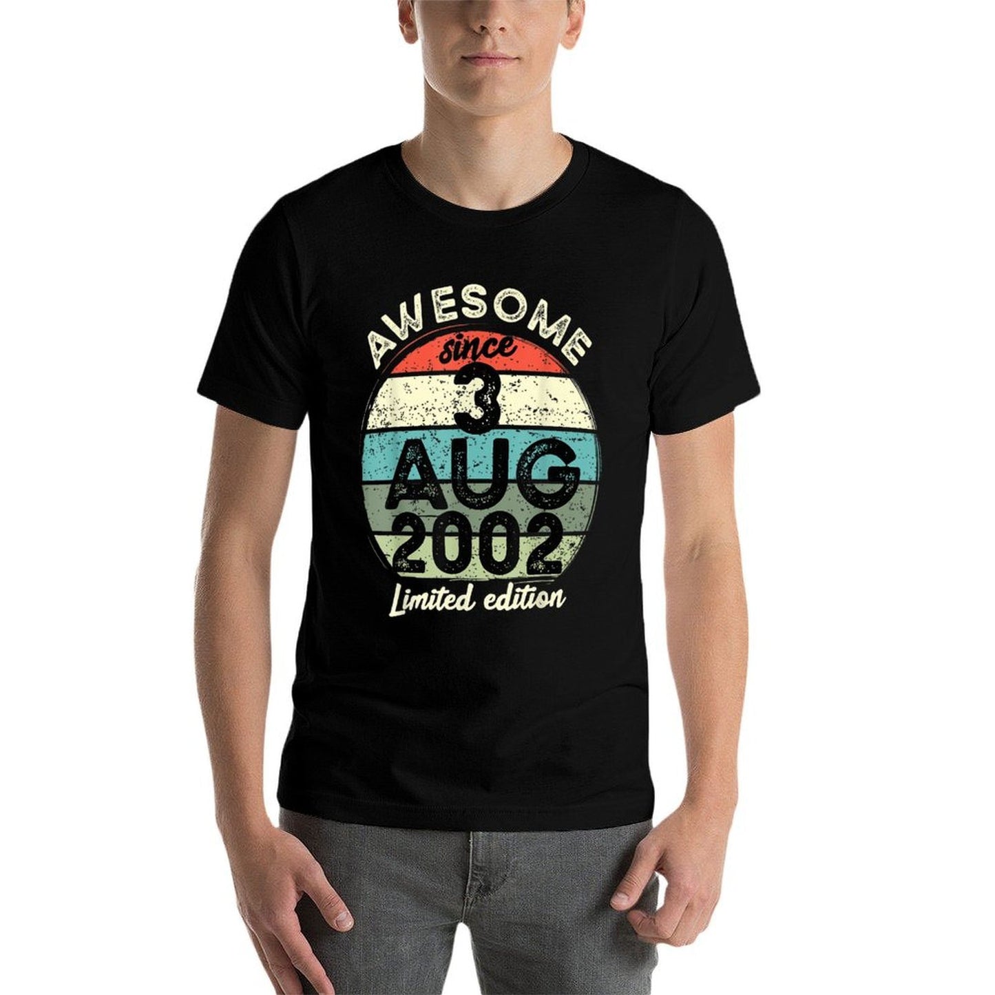 20 Year Old Birthday 3 August 2002 20th Birthday High-quality Stitching T-Shirt