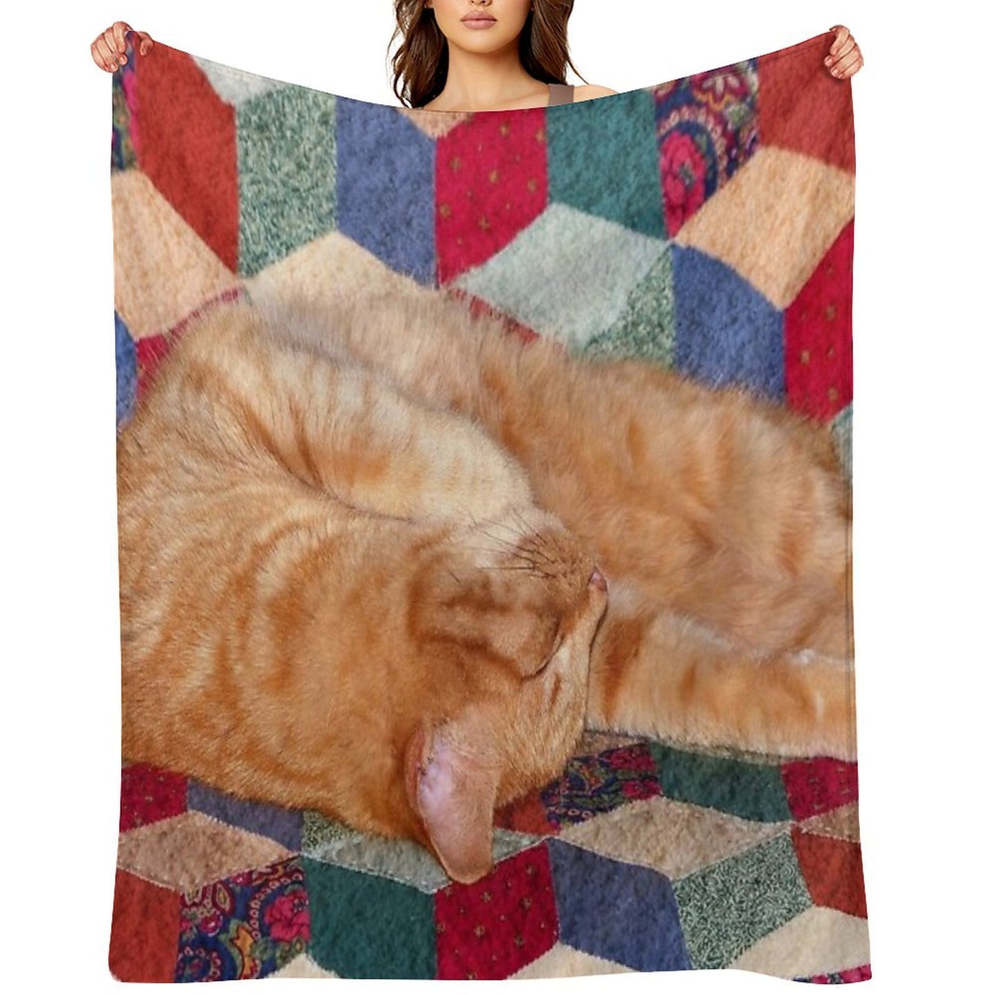 Ginger Cat Napping Eco-conscious Throw Blanket