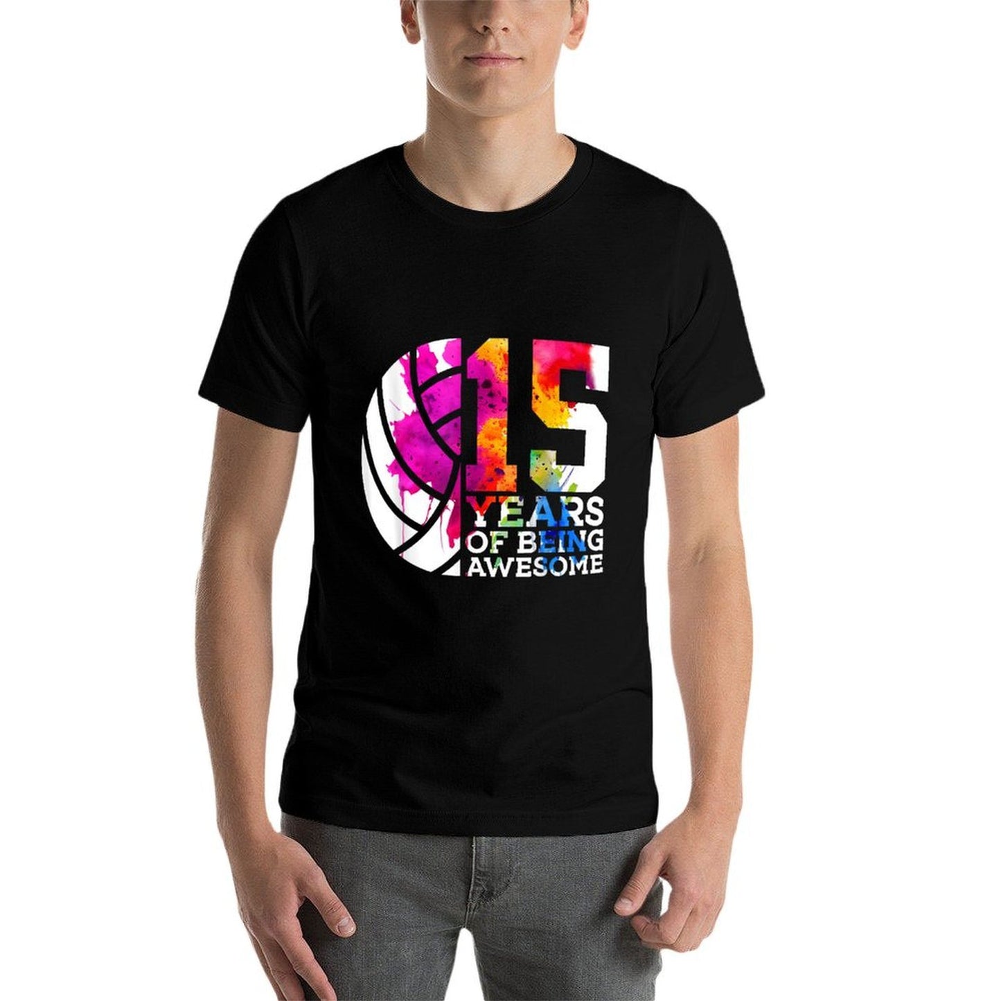 15 YEARS OF BEING AWESOME VOLLEYBALL 15TH BIRTHDAY Affordable Price T-Shirt