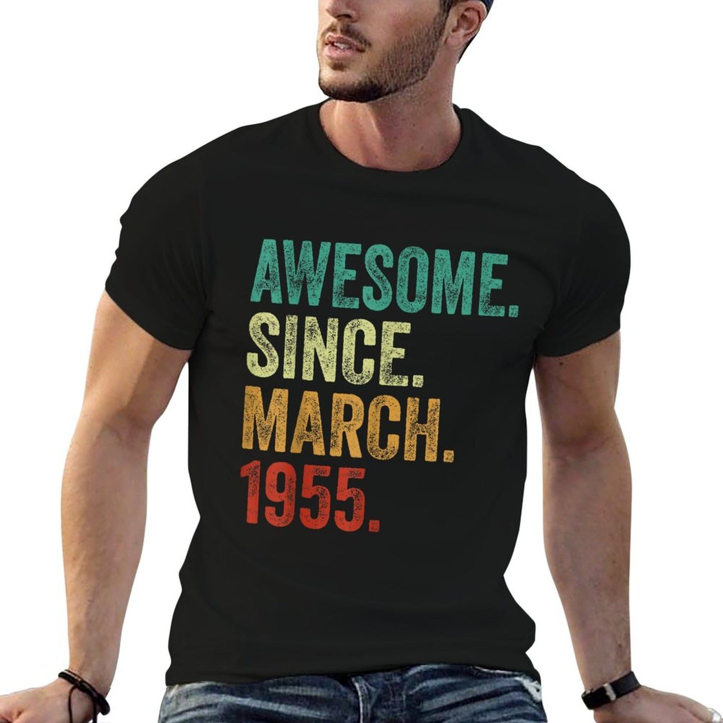 70 Years Old Awesome Since March 1955 70th Birthday Slim-fit Cut T-Shirt