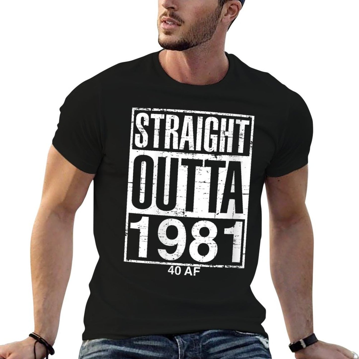 Womens Funny 40th Birthday Straight Outta 1981 40 AF Gag Gift Idea Soft T-Shirt