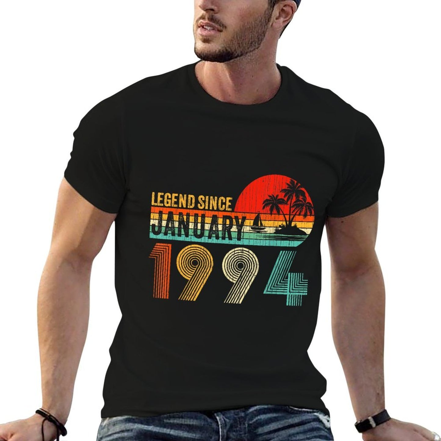 30 Year Old Legend Since January 1994 30th Birthday Retro Oversized Silhouette T-Shirt