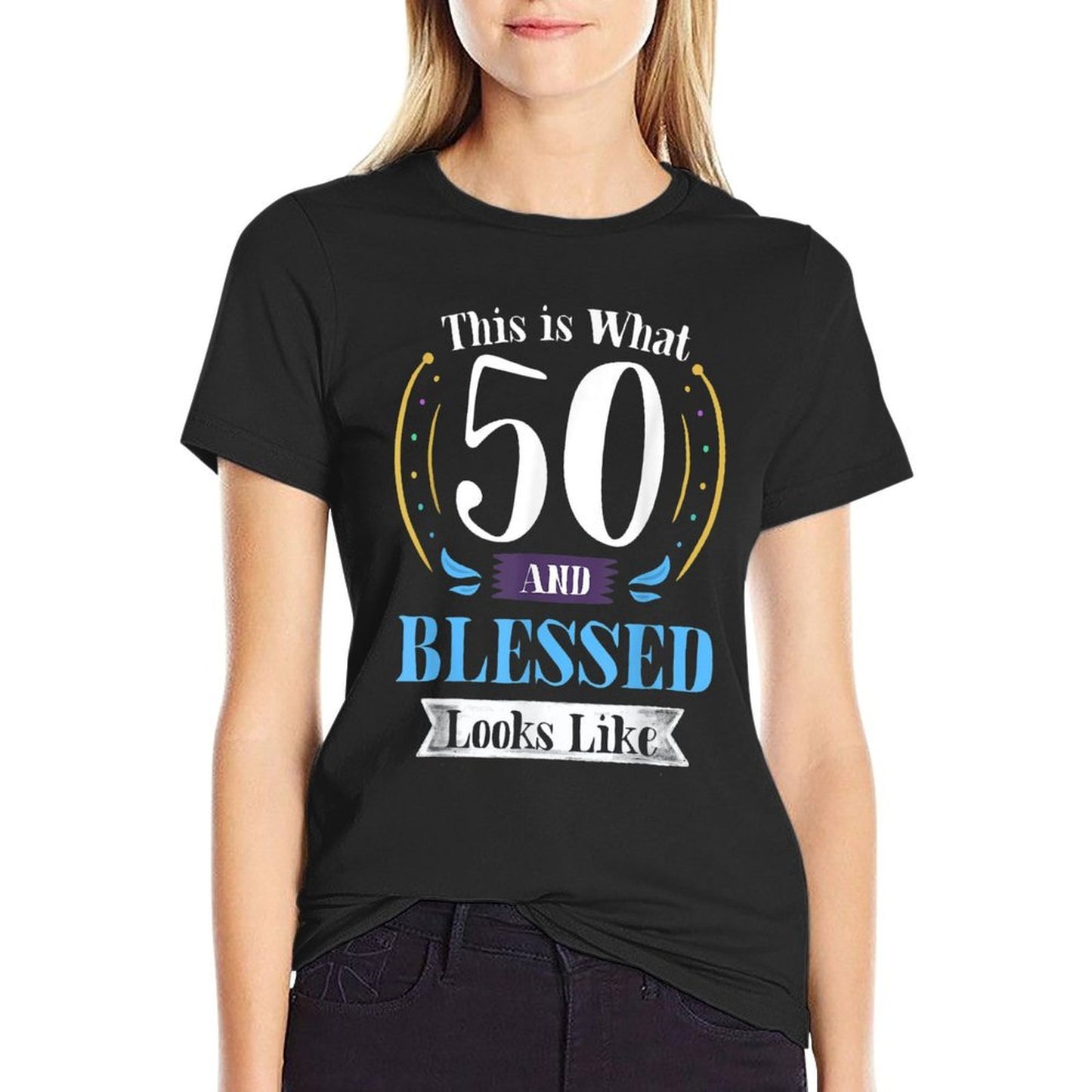 50 And Blessed T-shirt 50th Birthday Gift for Men Women High-quality Stitching T-Shirt