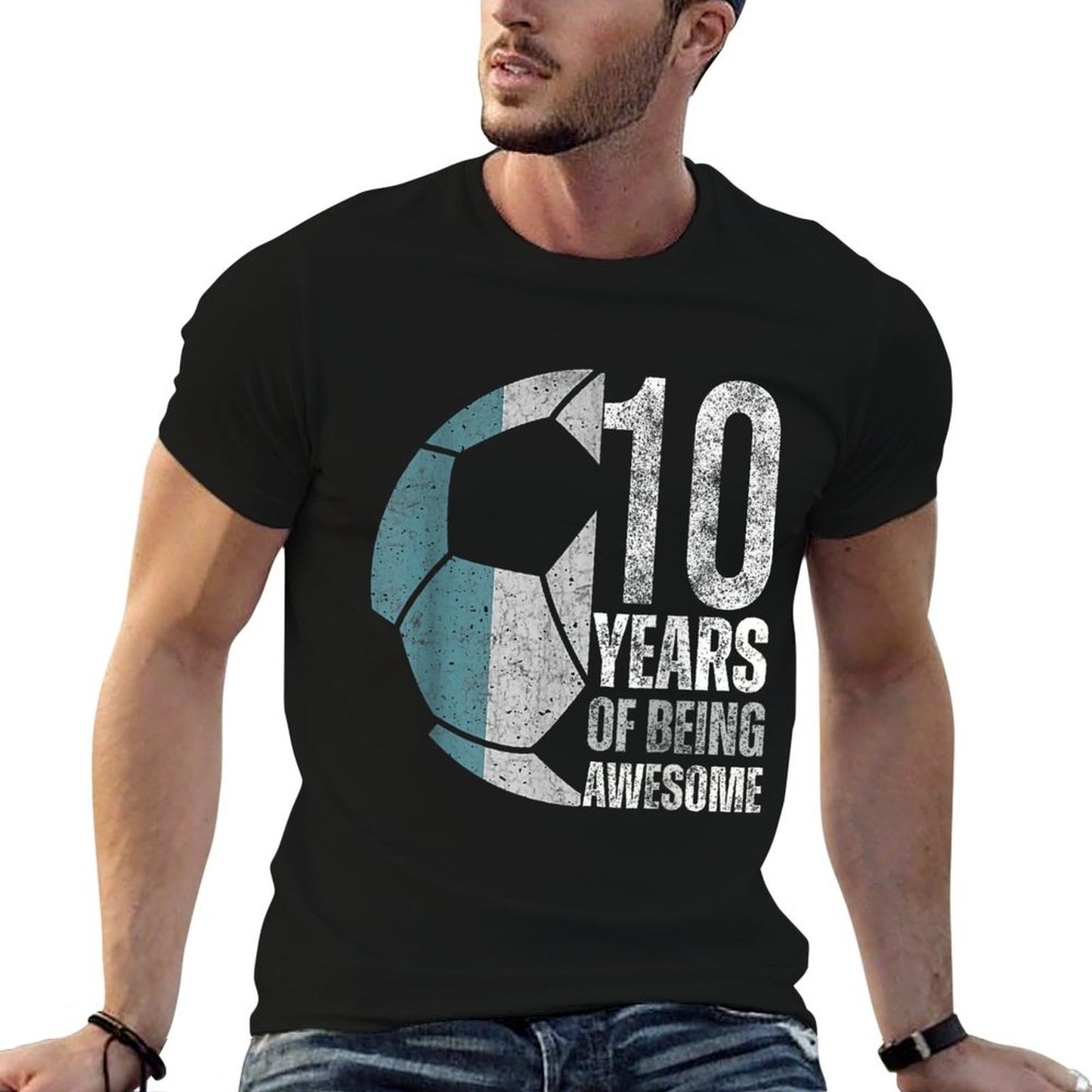 10 Years Of Being Awesome Soccer 10th Birthday Vintage-inspired T-Shirt