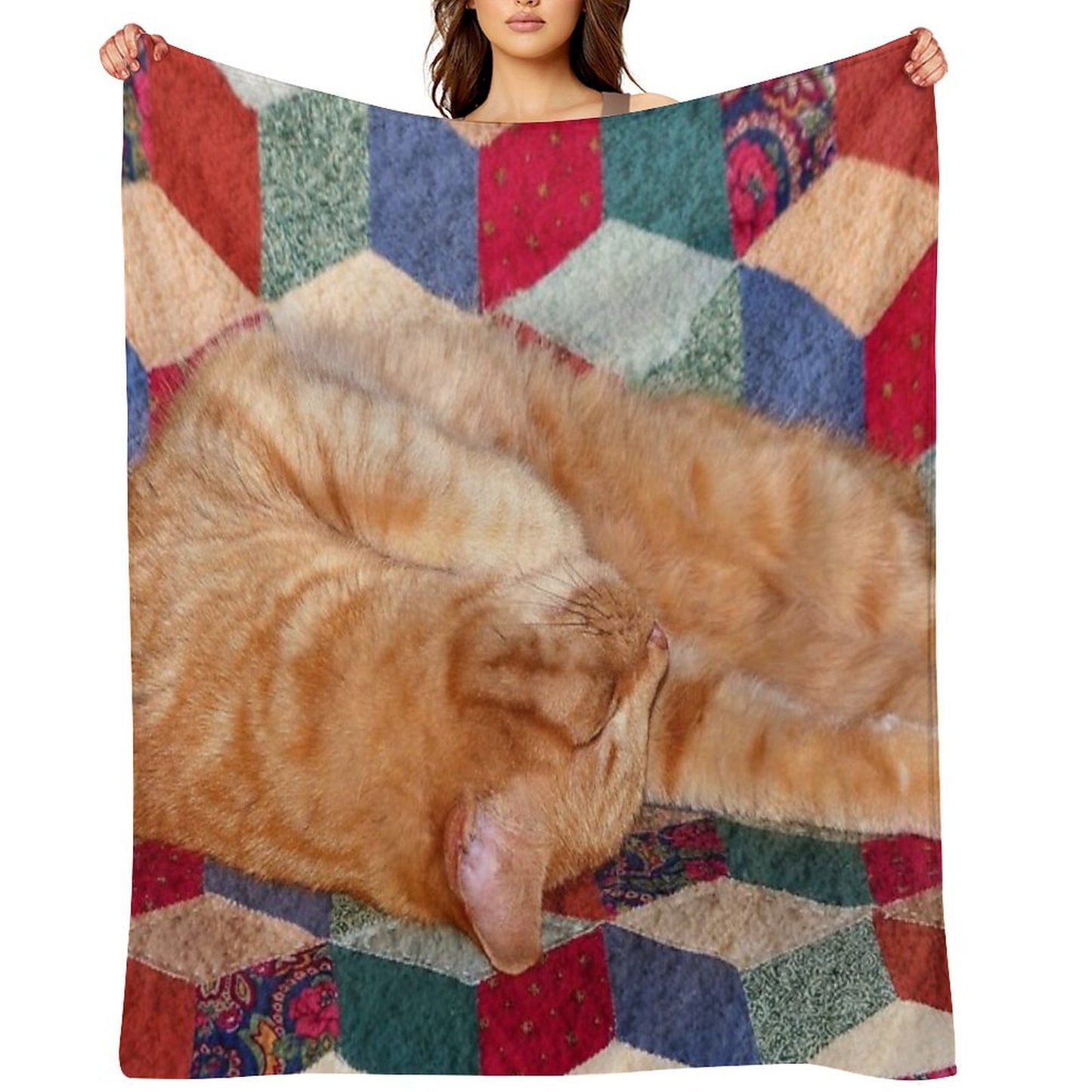 Ginger Cat Napping Eco-conscious Throw Blanket