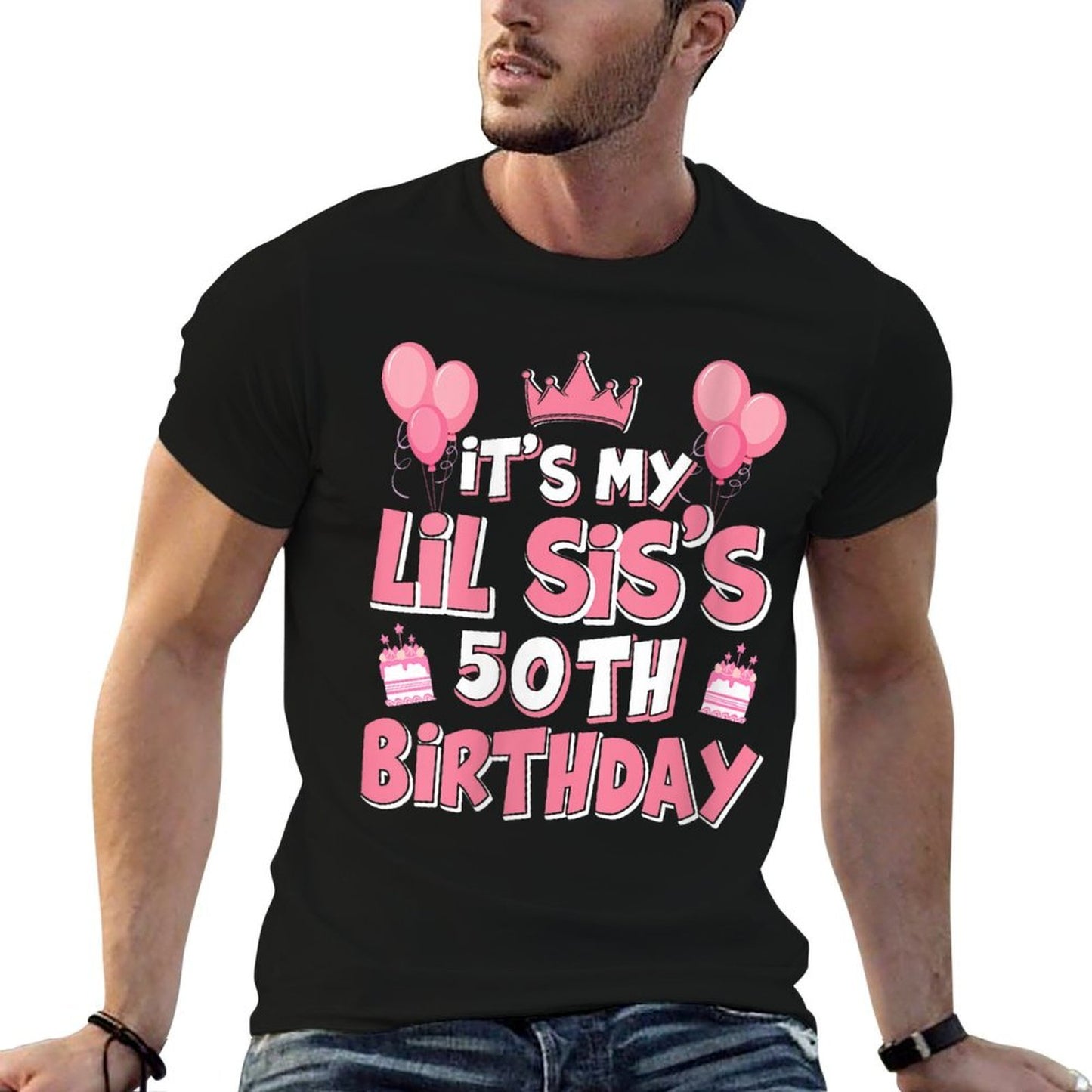 Womens Balloons It's My LIL SIS's 50th Birthday 1975 50 Years Old Breathable T-Shirt