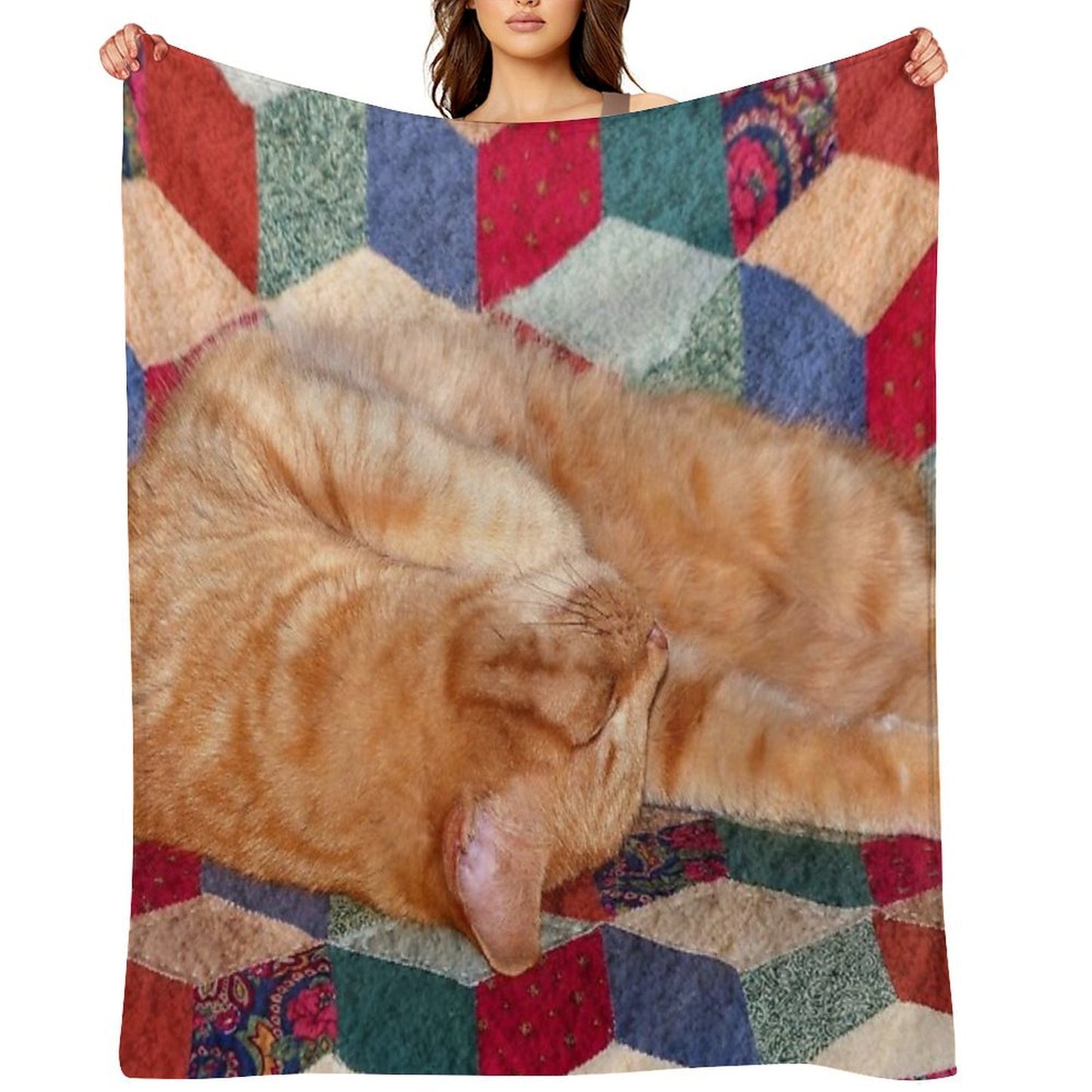 Ginger Cat Napping Eco-conscious Throw Blanket