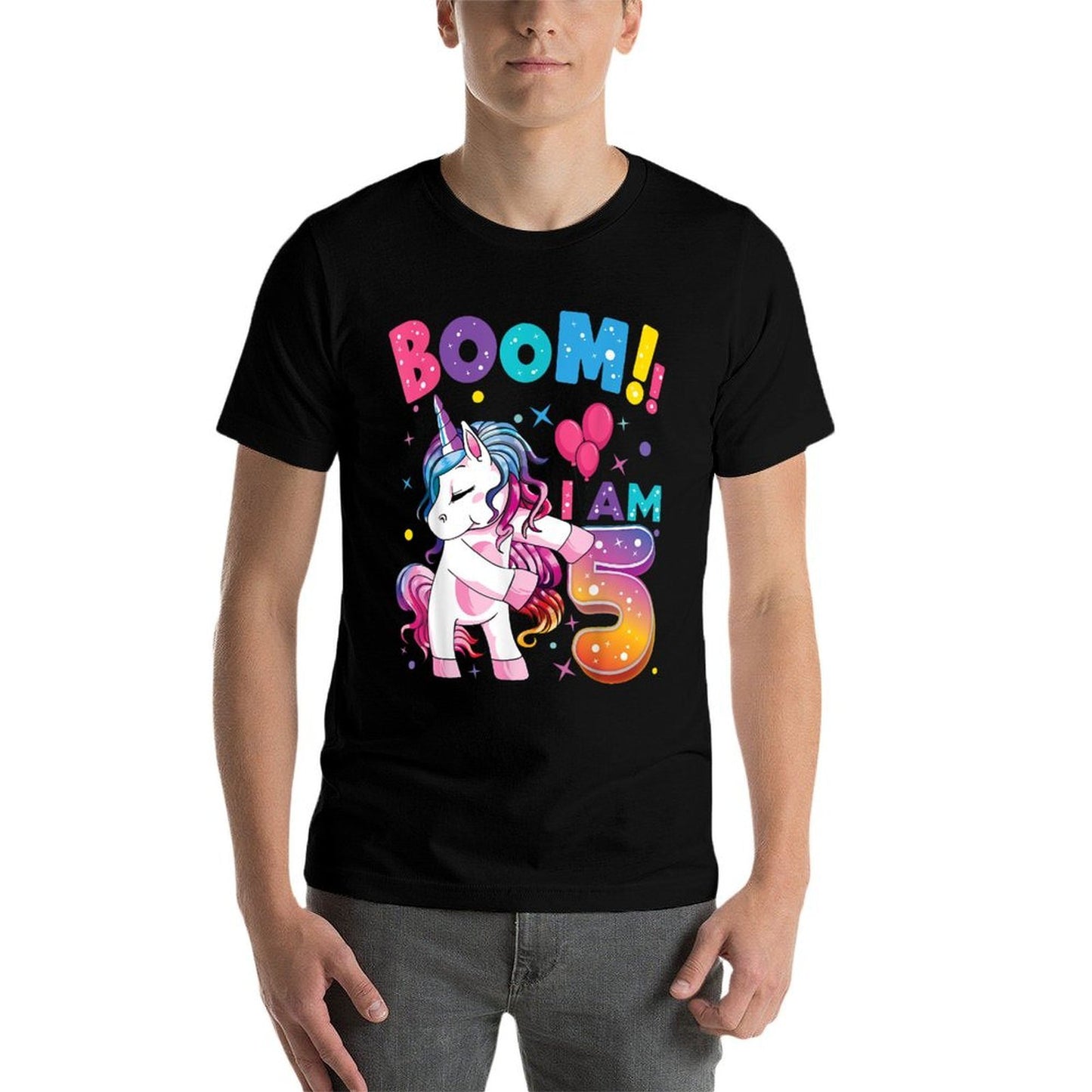 5 Years Old Unicorn Flossing 5th Birthday Girl Unicorn Party Slim-fit Cut T-Shirt