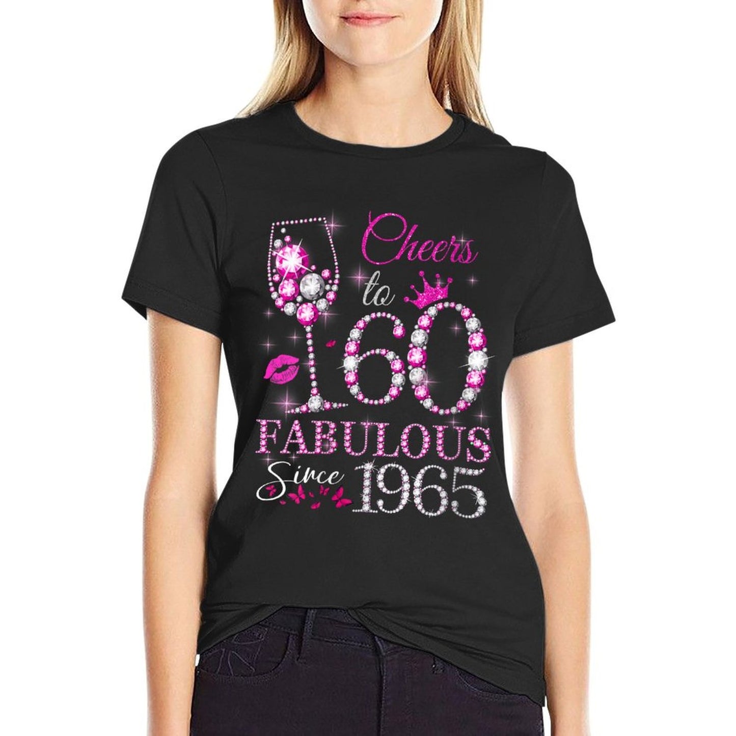 Womens Womens Cheers to 60 Years Old EST 1965 60th Birthday Queen Classic T-Shirt