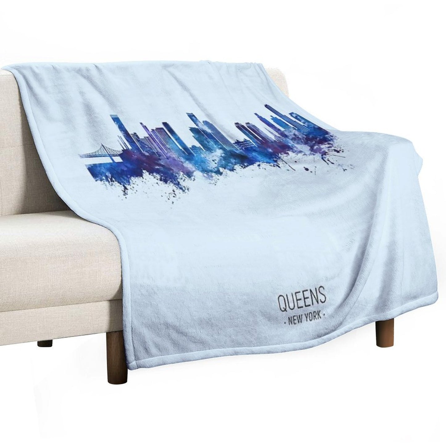 Queens New York Skyline Sustainable Throw Blanket