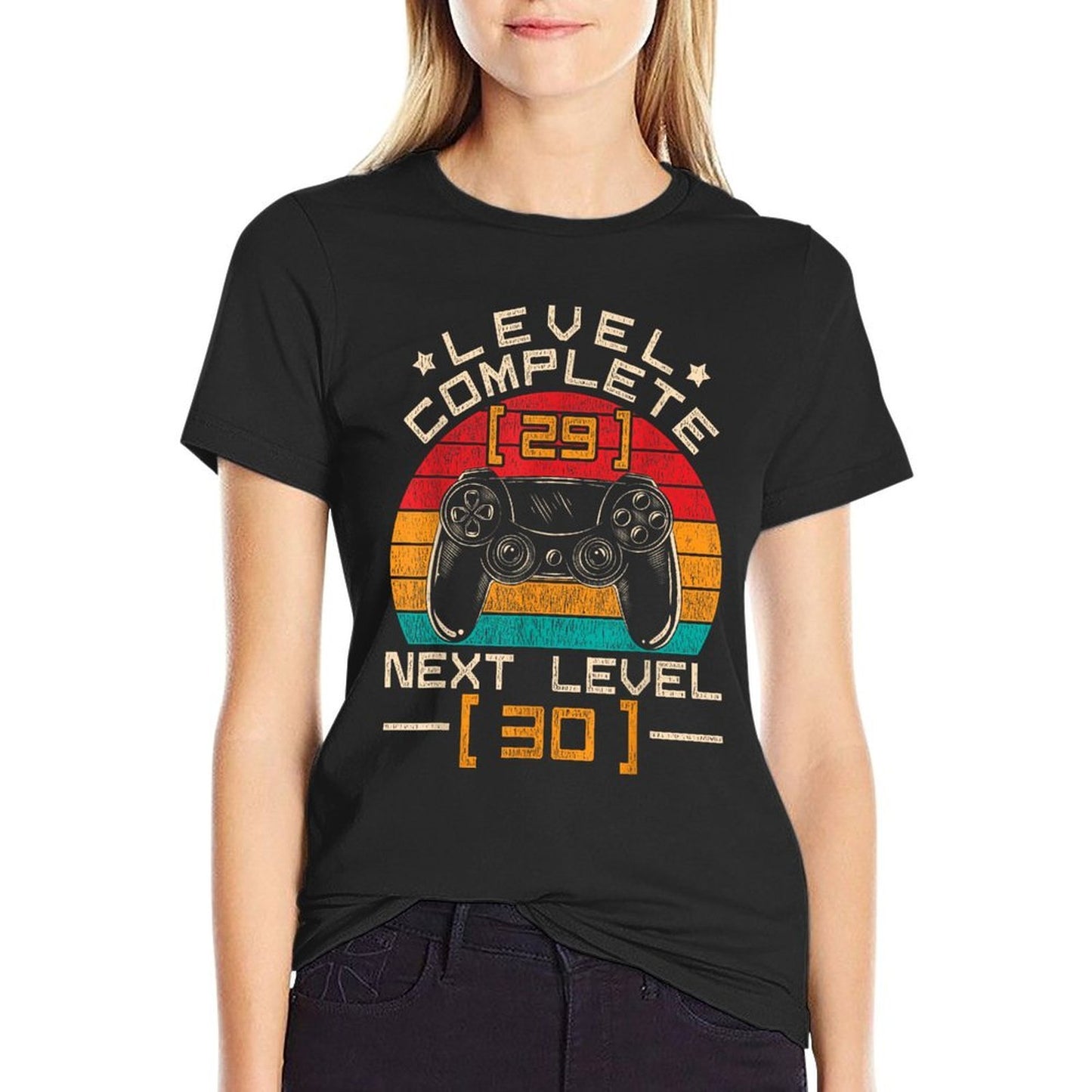 Vintage Level Complete Next Level 30 Bday 30th Birthday Ribbed Collar T-Shirt