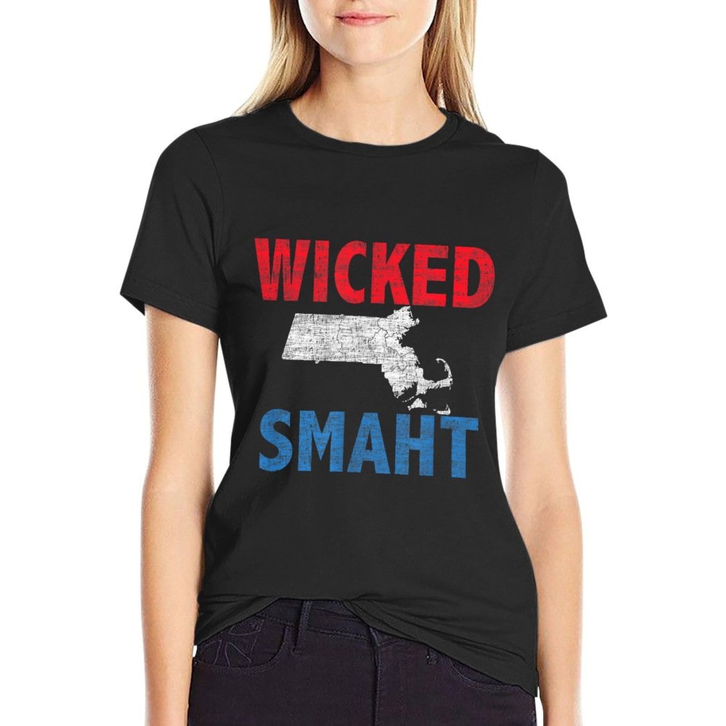 Wicked Smaht T-shirt Funny Boston Tagless Design T-Shirt