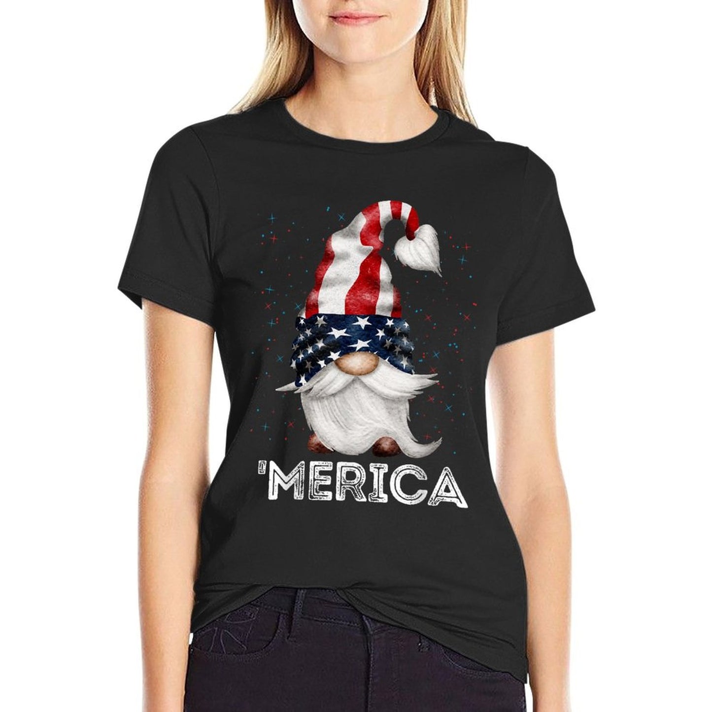 4th Of July Patriotic Gnome American Colored Gnome Quick-drying T-Shirt