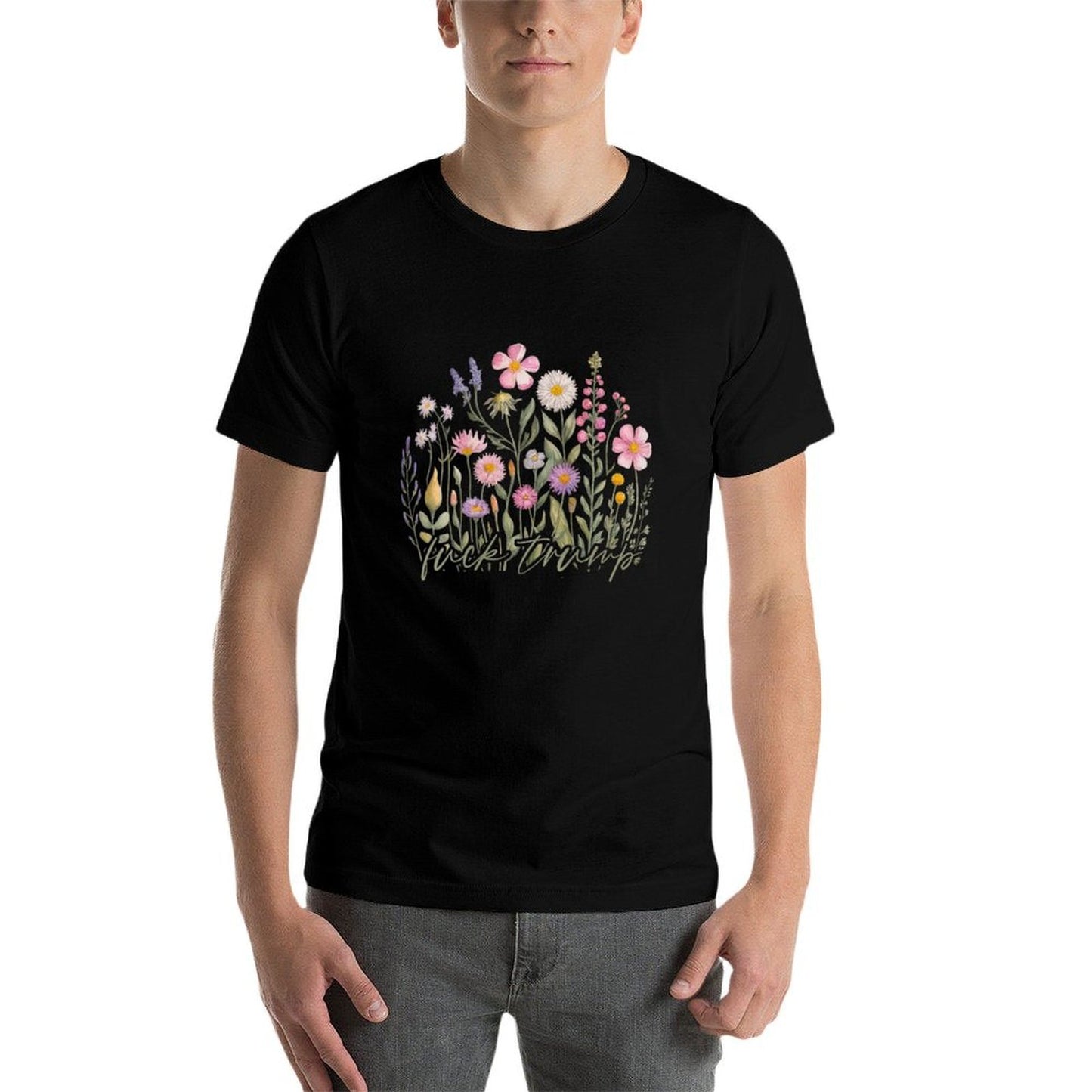 Womens Watercolor Anti Trump Floral Democrat President Liberal Trendy Pattern T-Shirt
