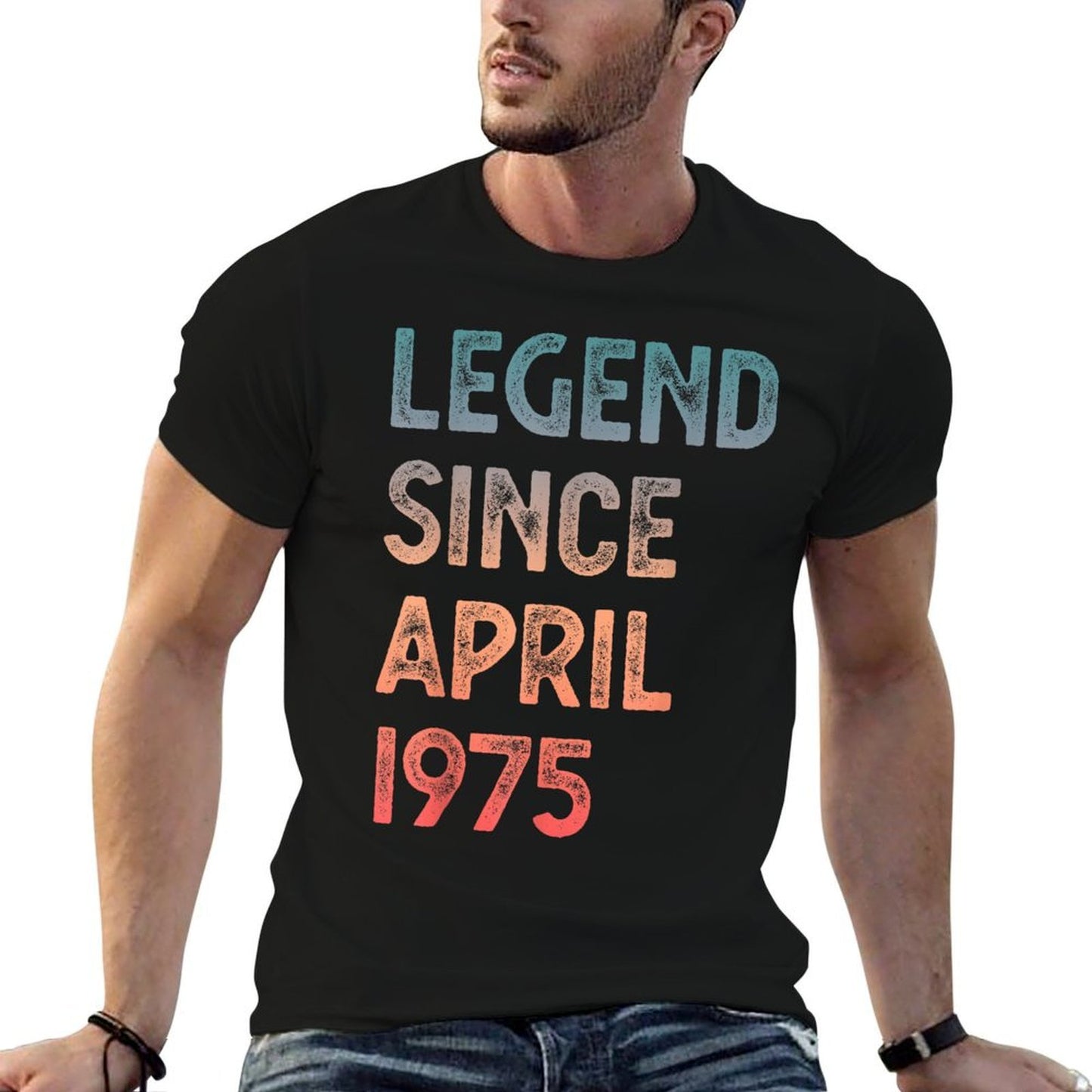 50th Birthday Men Women Legend Since April 1975 Heathered Texture T-Shirt