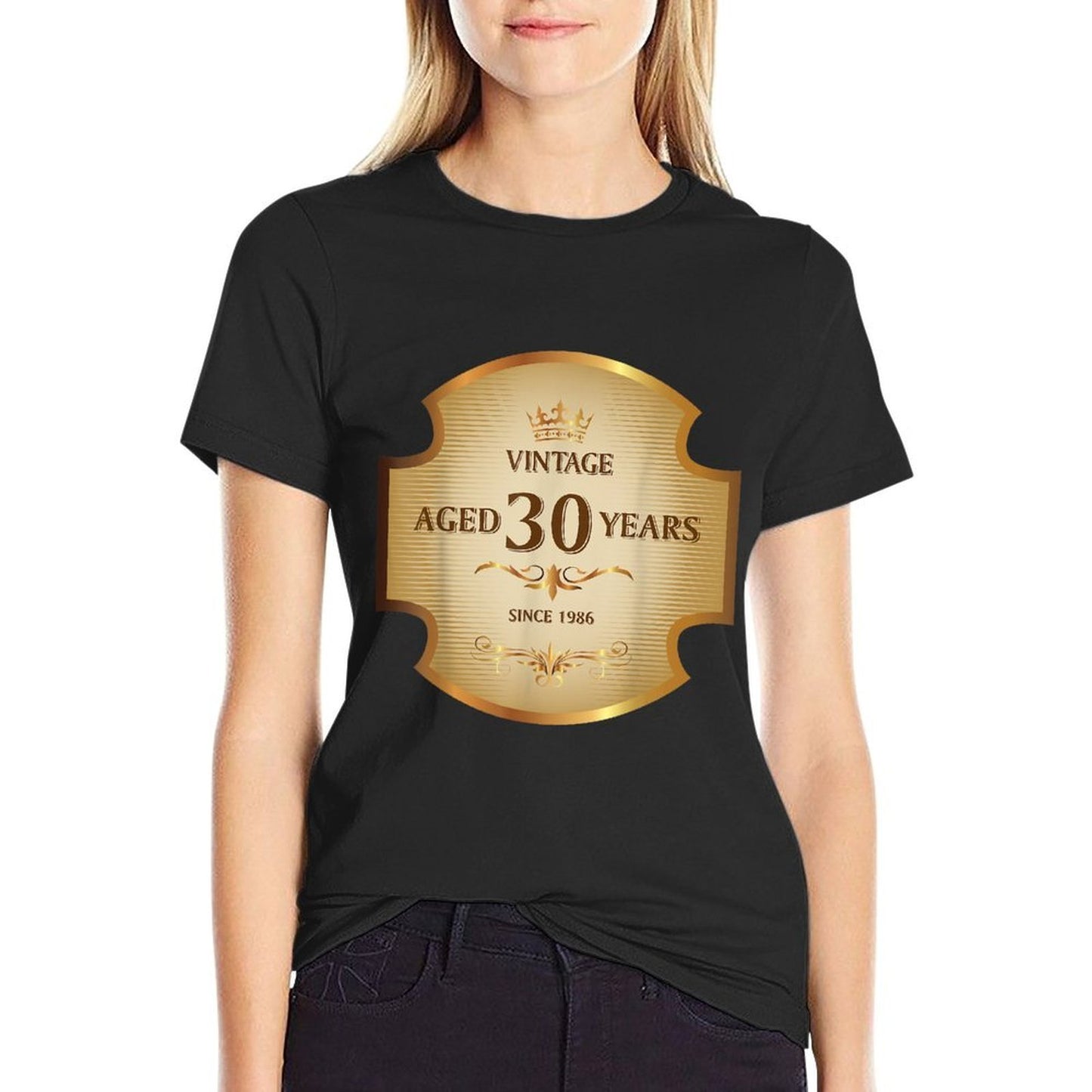 30th Birthday T Shirt, Vintage Aged 30 Years, Whiskey Label Summer-ready Fabric T-Shirt