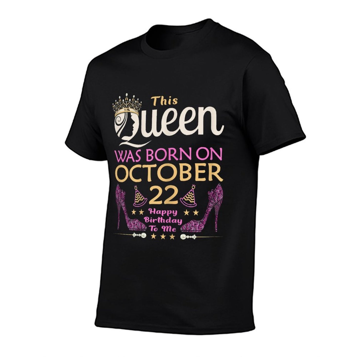 Womens This QUEEN Was Born On October 22 - Queens Happy Birthday Easy-care T-Shirt