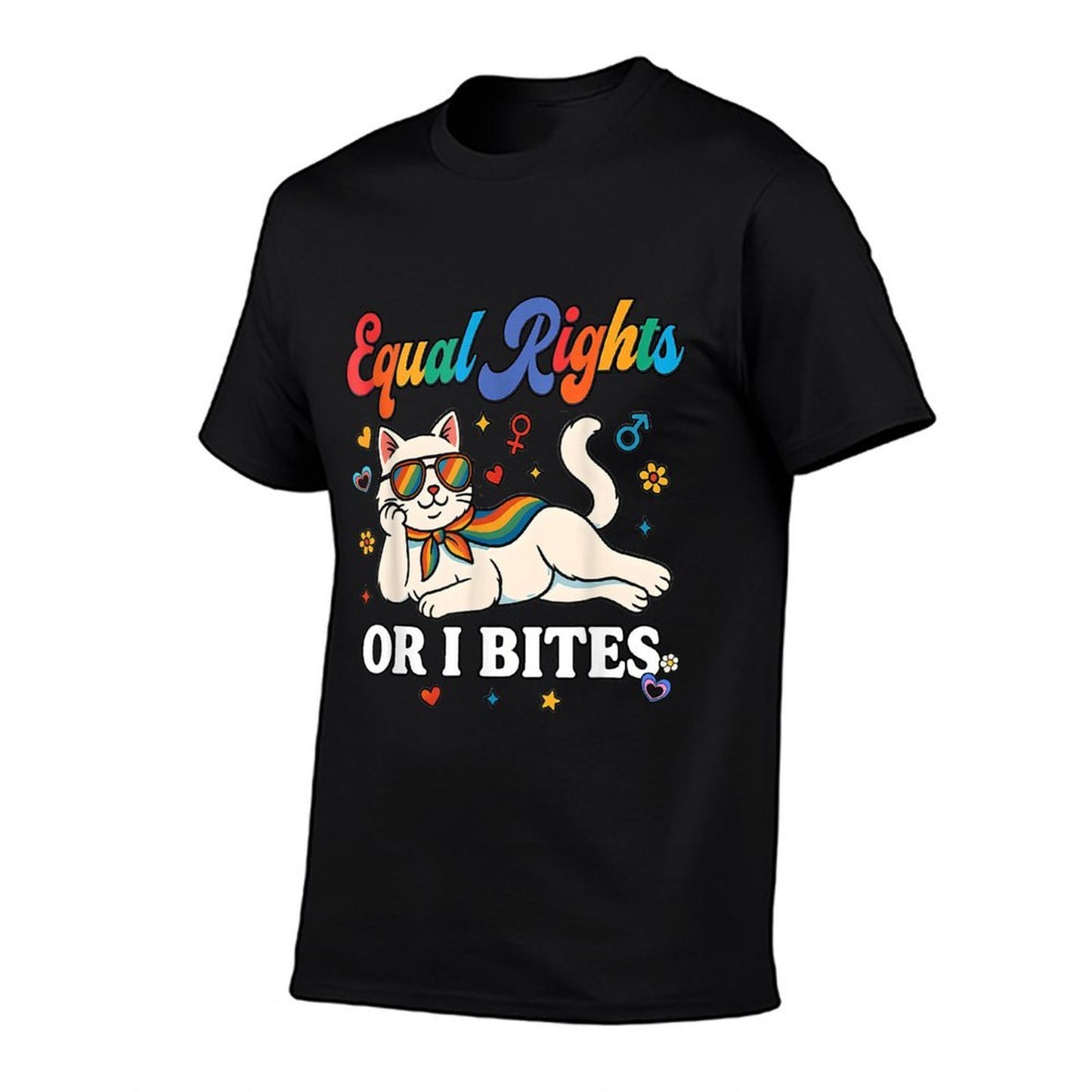 Womens Equal Rights Or I Bites Pride Month Ally Cat Feminist Stretchy T-Shirt