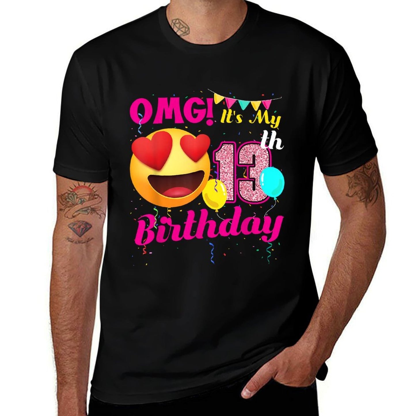 13th Birthday Balloon 13 Years Old Bday Cotton T-Shirt