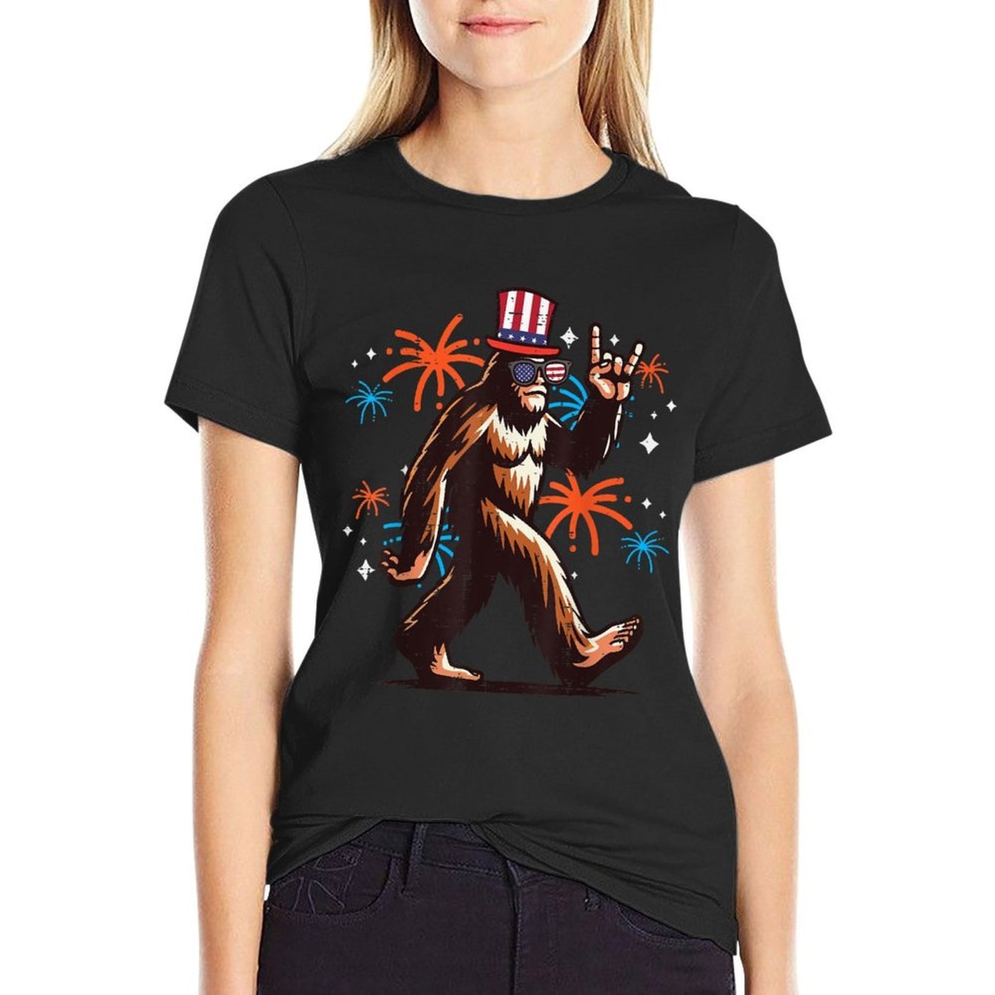 4th Of July Bigfoot Rocker Sasquatch Rock Men Boys Kids Eco-friendly Material T-Shirt